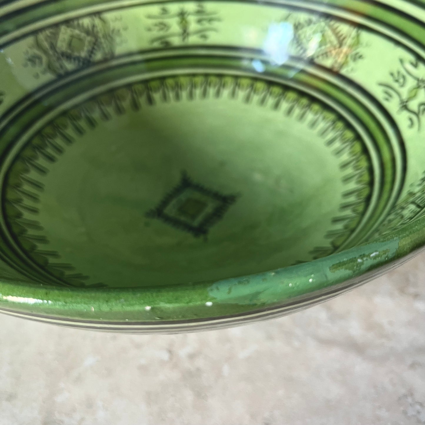 Vintage Moroccan Large Hand-Painted Ceramic Bowl