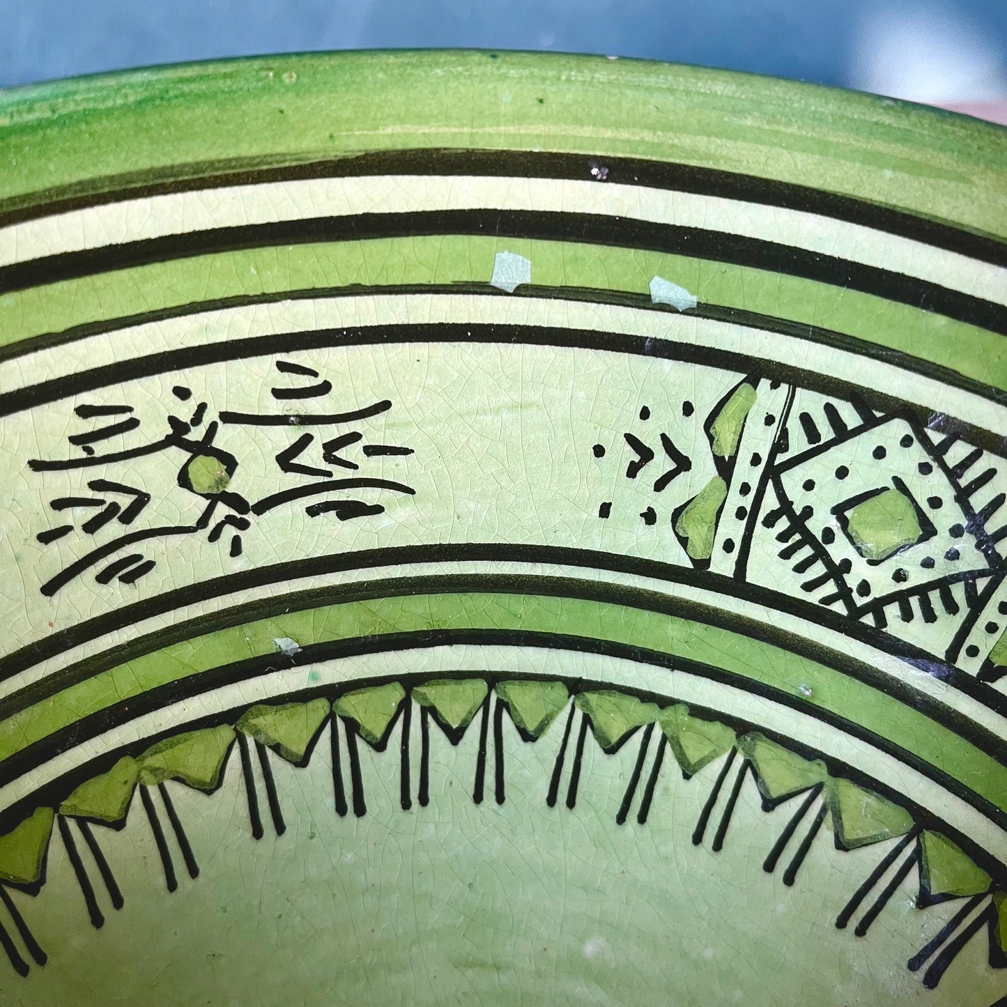 Vintage Moroccan Large Hand-Painted Ceramic Bowl