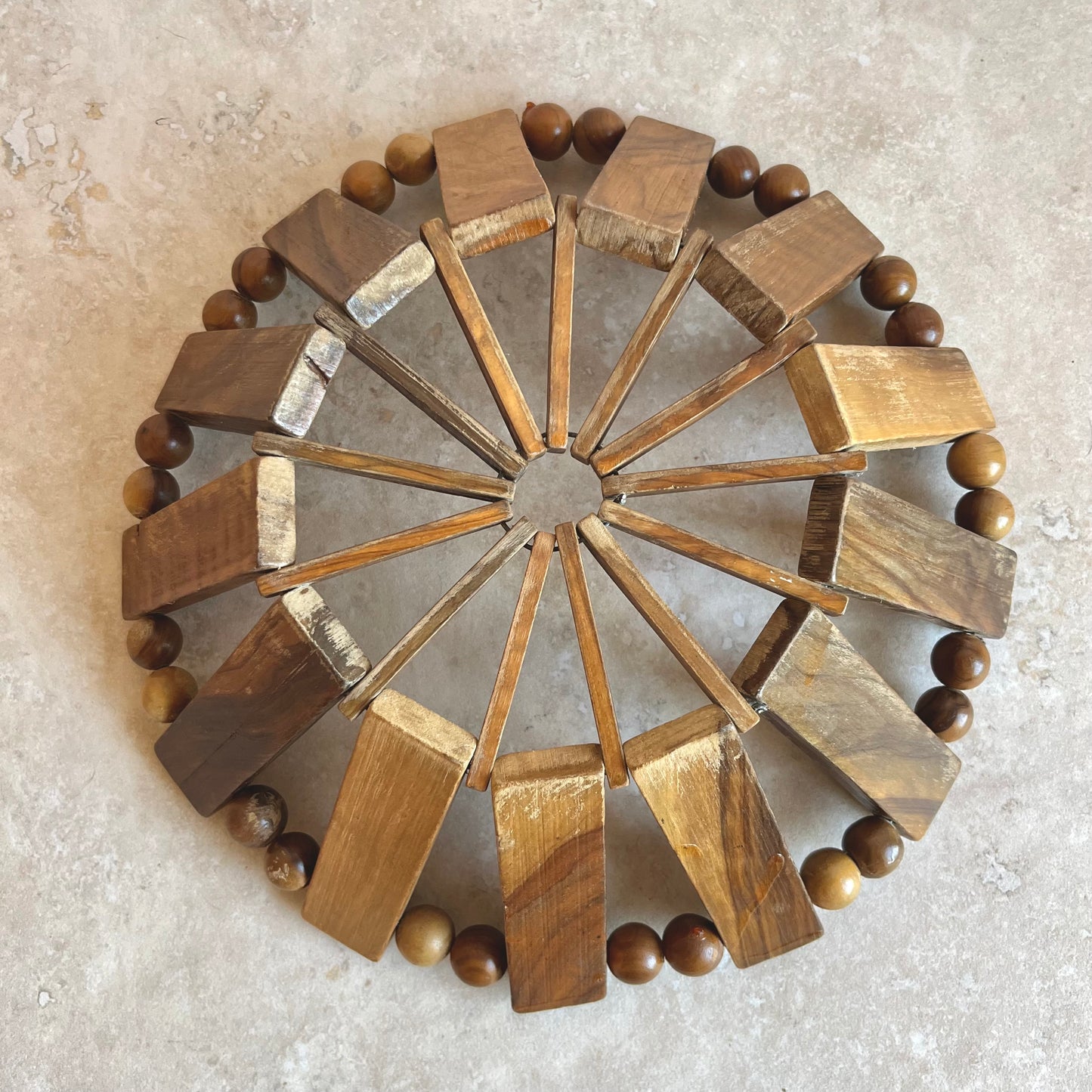Vintage Mid-Century Wooden Beaded Bowl