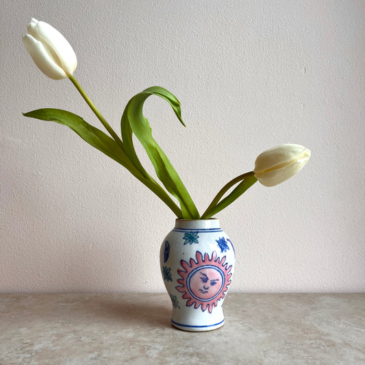 Small Vintage Sun & Moon Vase