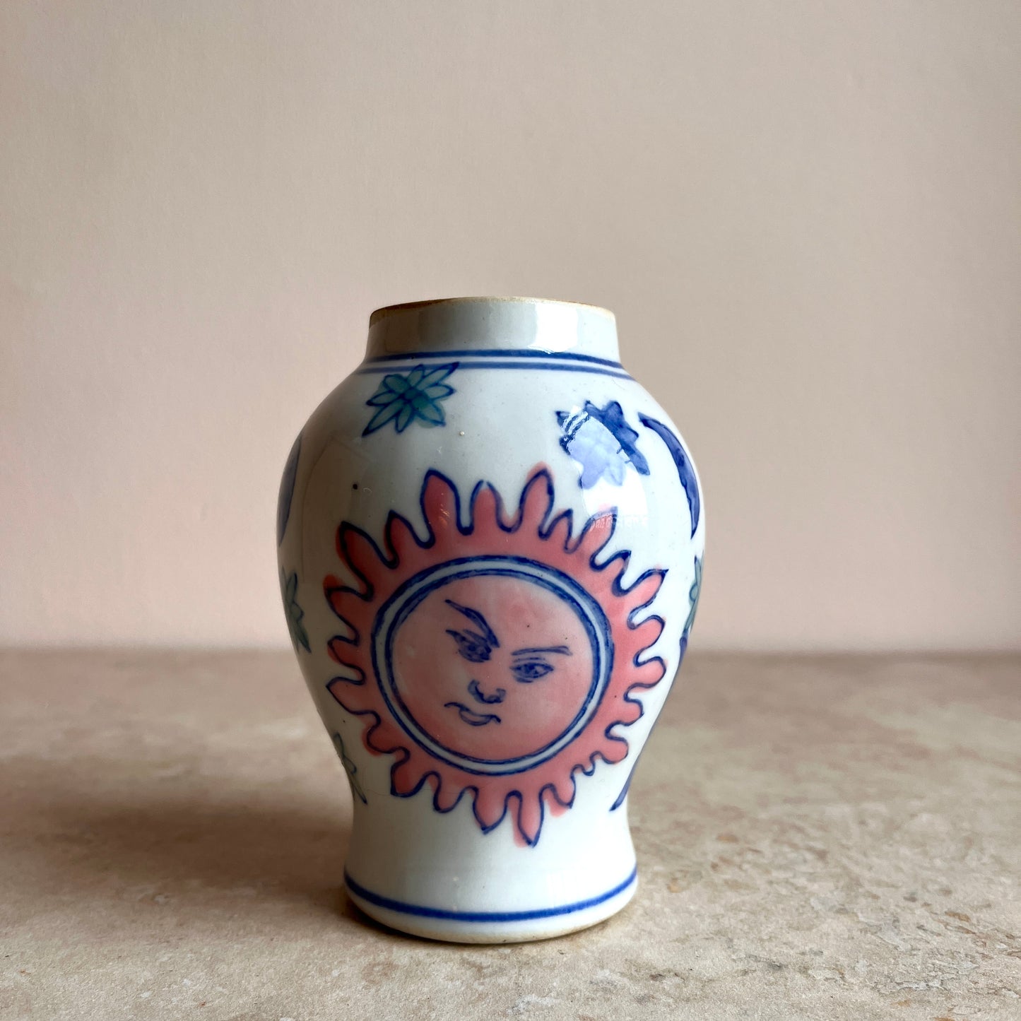 Small Vintage Sun & Moon Vase