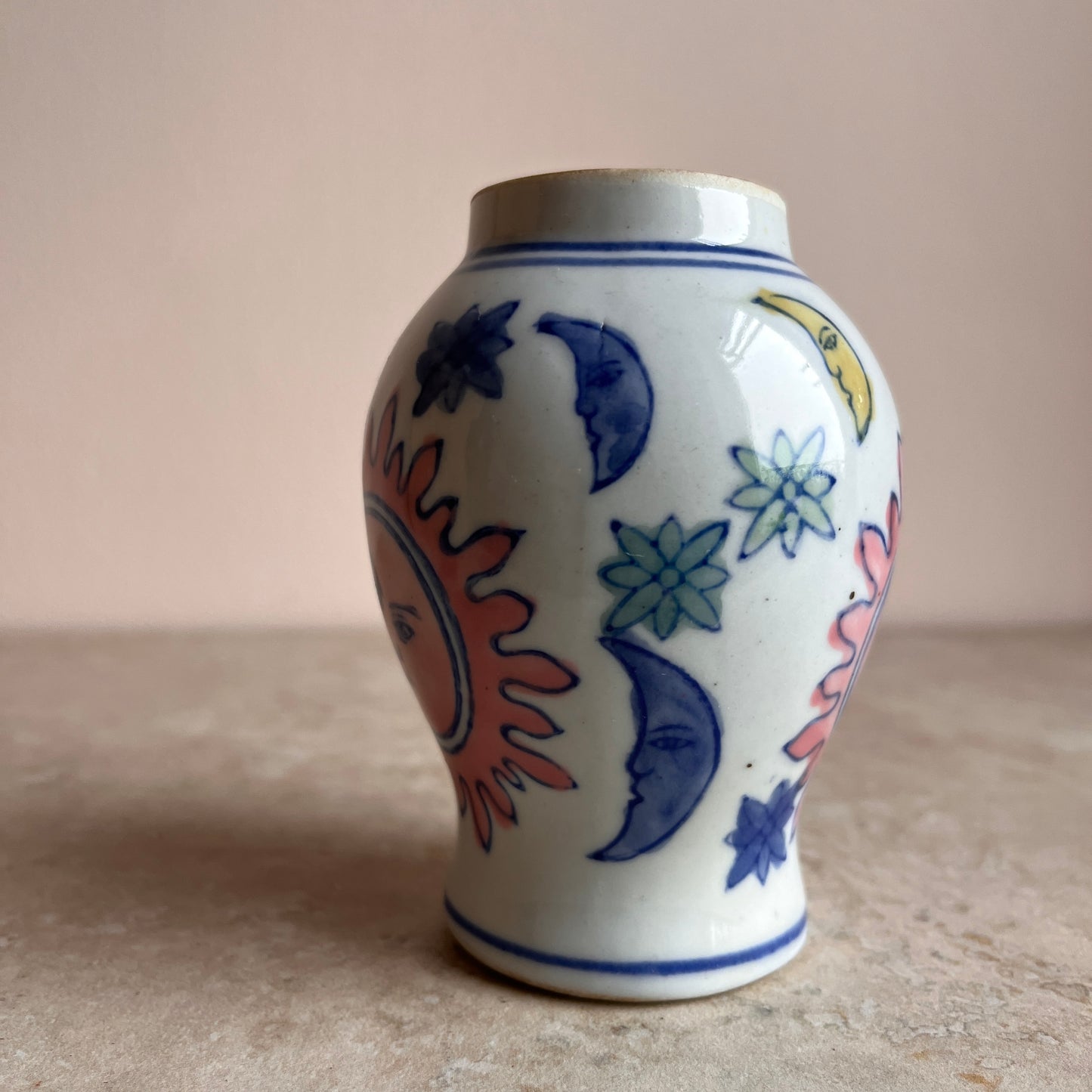 Small Vintage Sun & Moon Vase