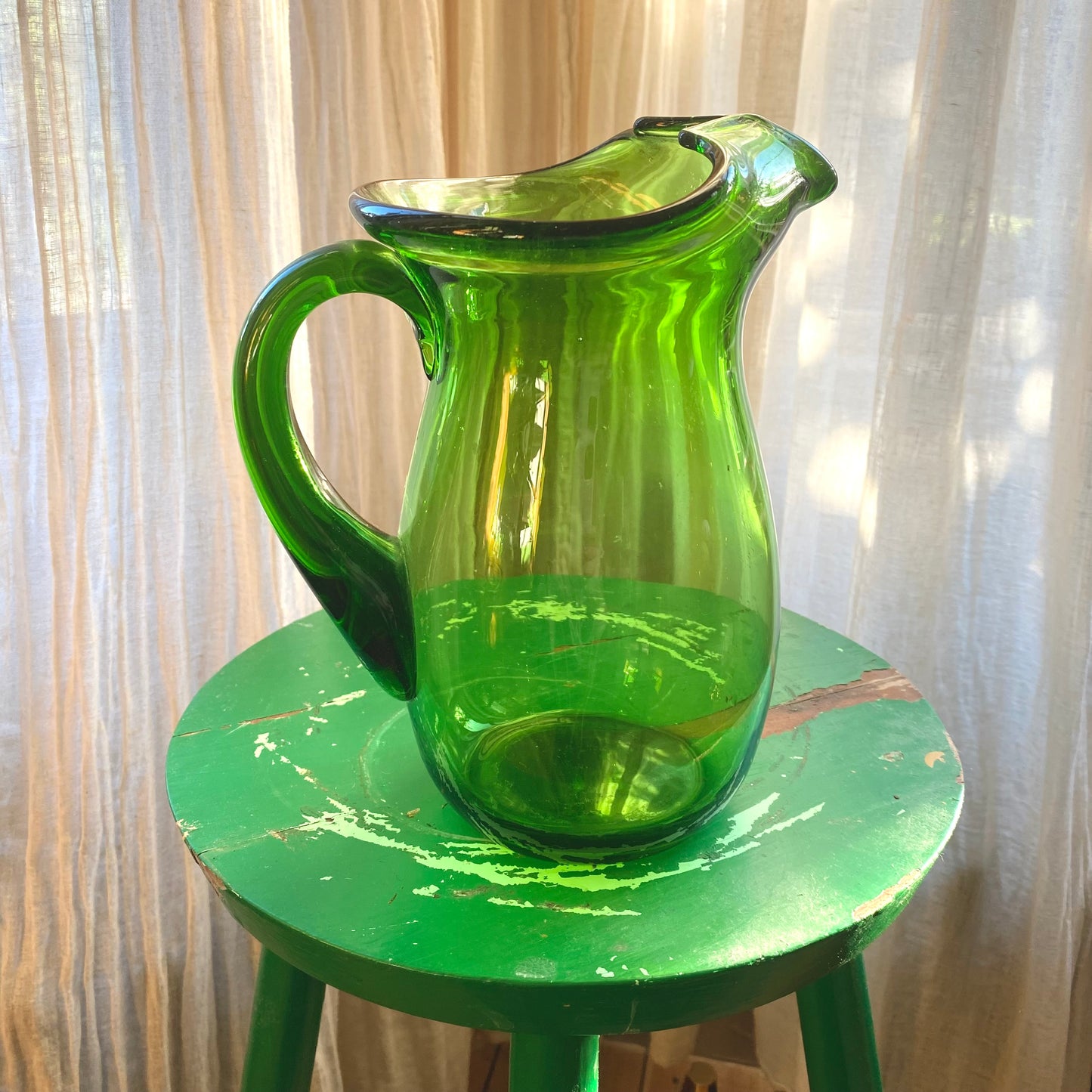 Mid-Century Green Glass Jug