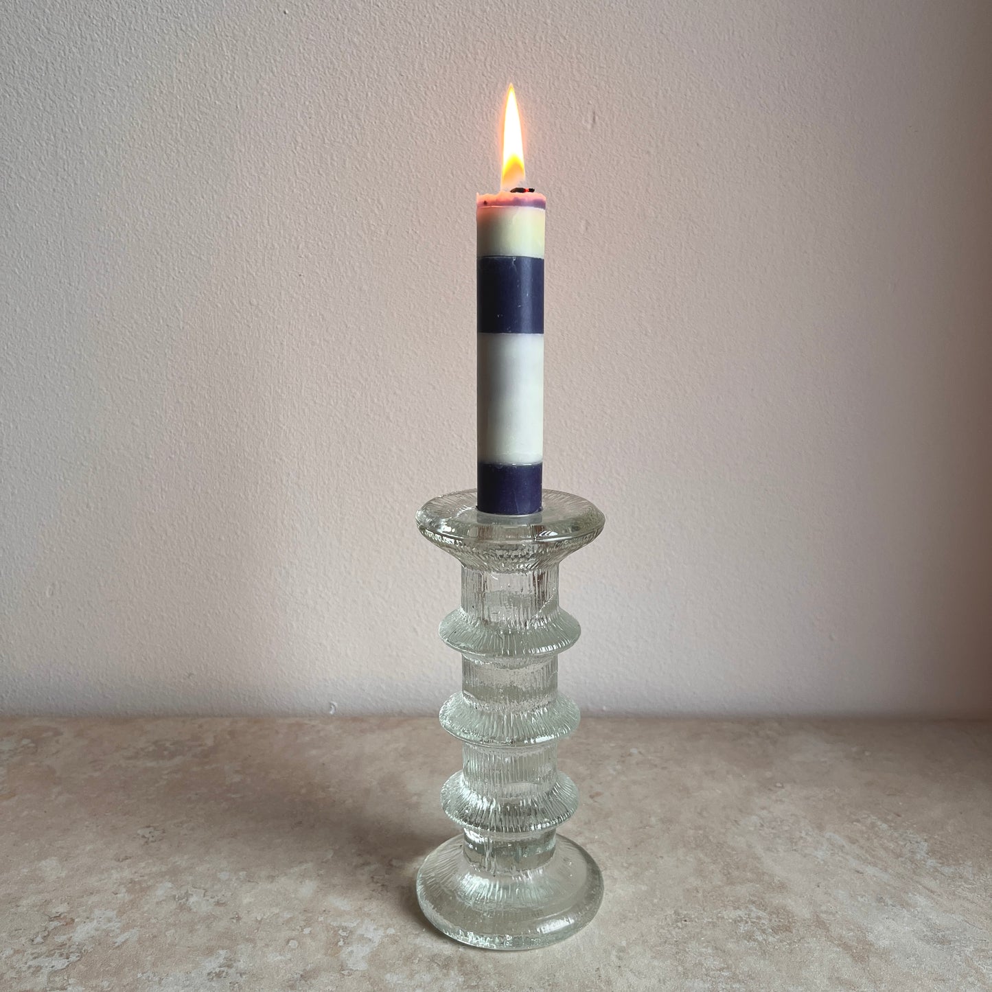 Vintage Staffan Gellerstedt for Pukeberg Pressed Glass Ice Candle Holder