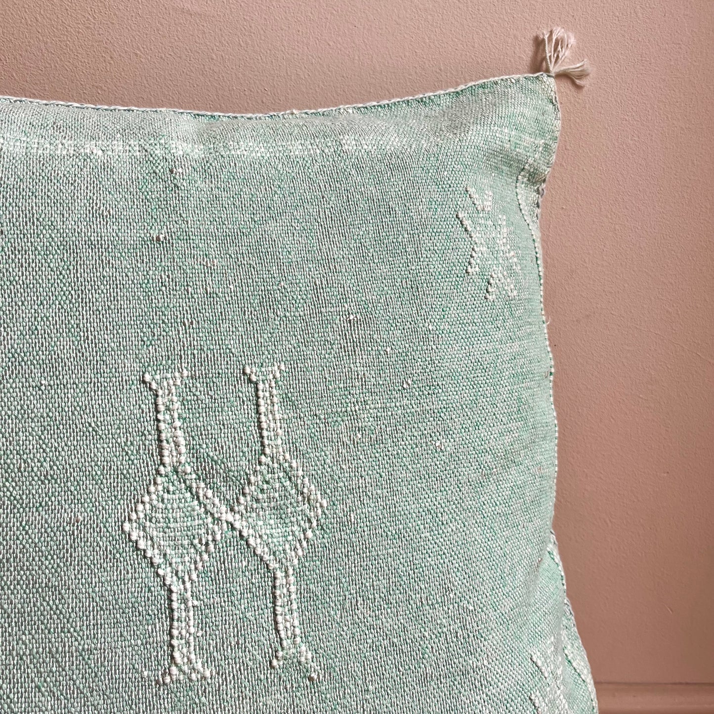 Mint Green Moroccan Cactus Silk Cushion Cover