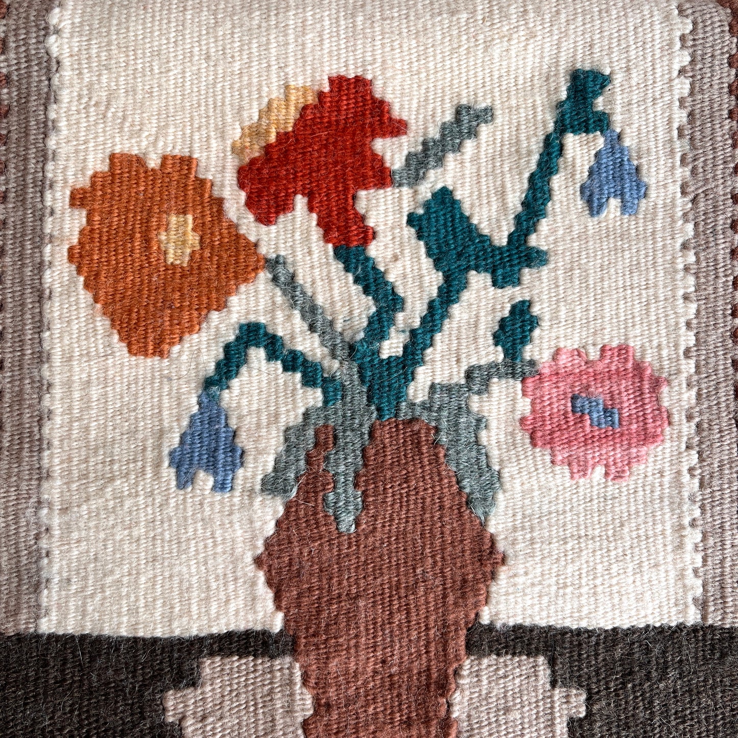 Vintage Wool Floral Tapestry Wall-Hanging