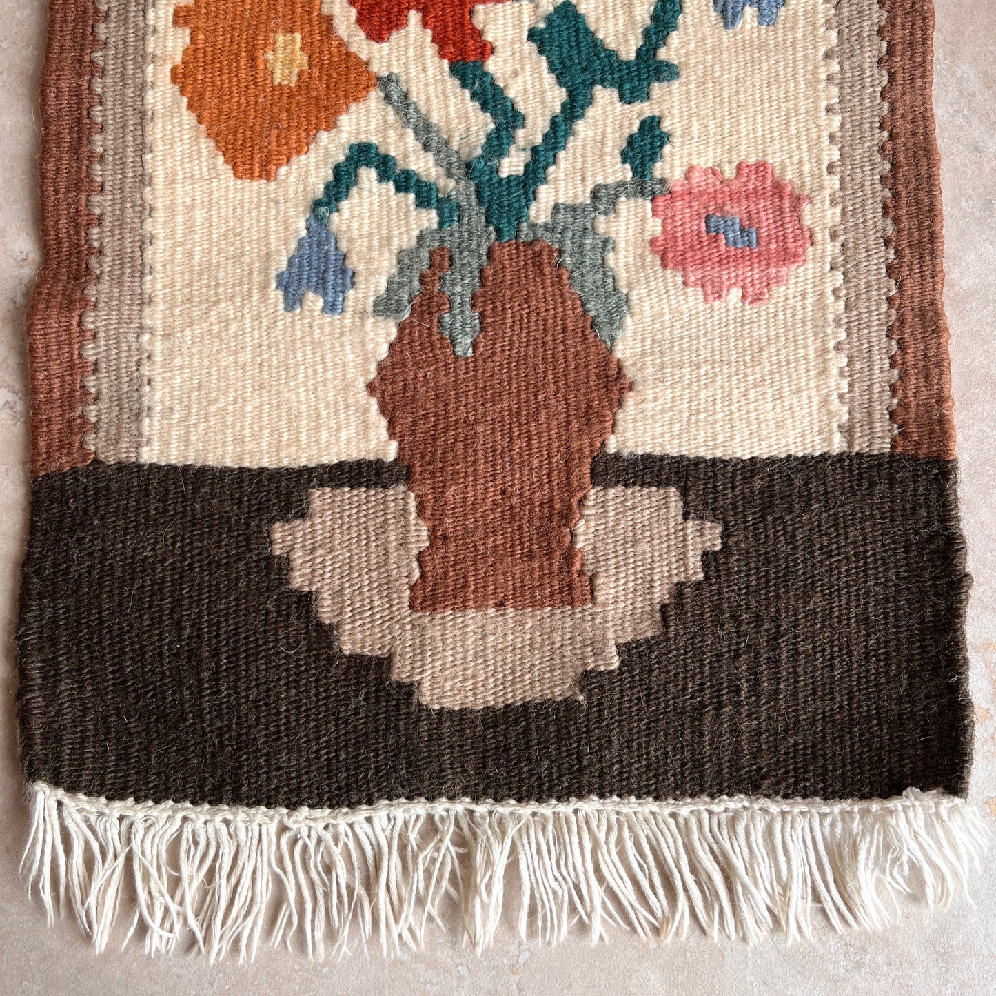 Vintage Wool Floral Tapestry Wall-Hanging
