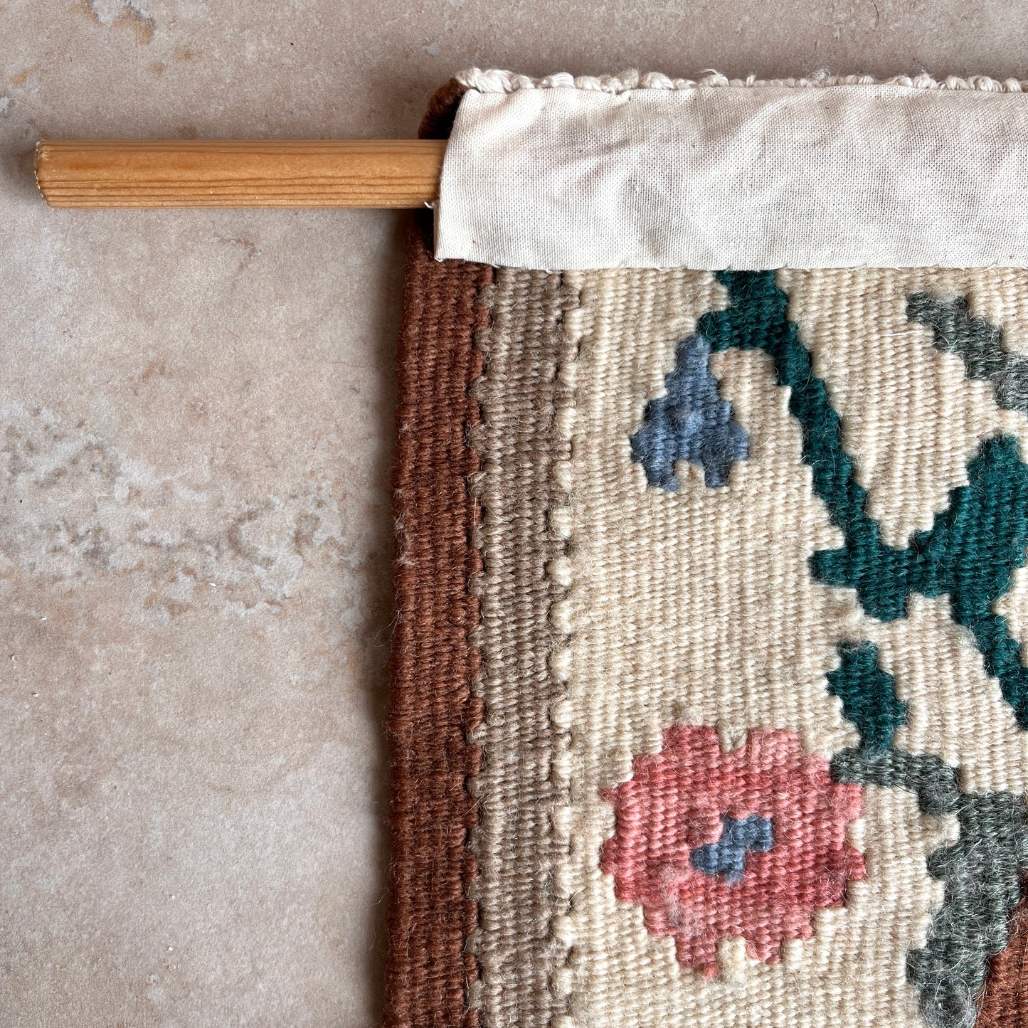Vintage Wool Floral Tapestry Wall-Hanging