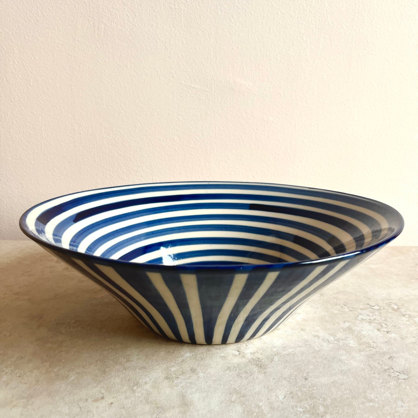 Large Swirly Blue and White Serving Bowl