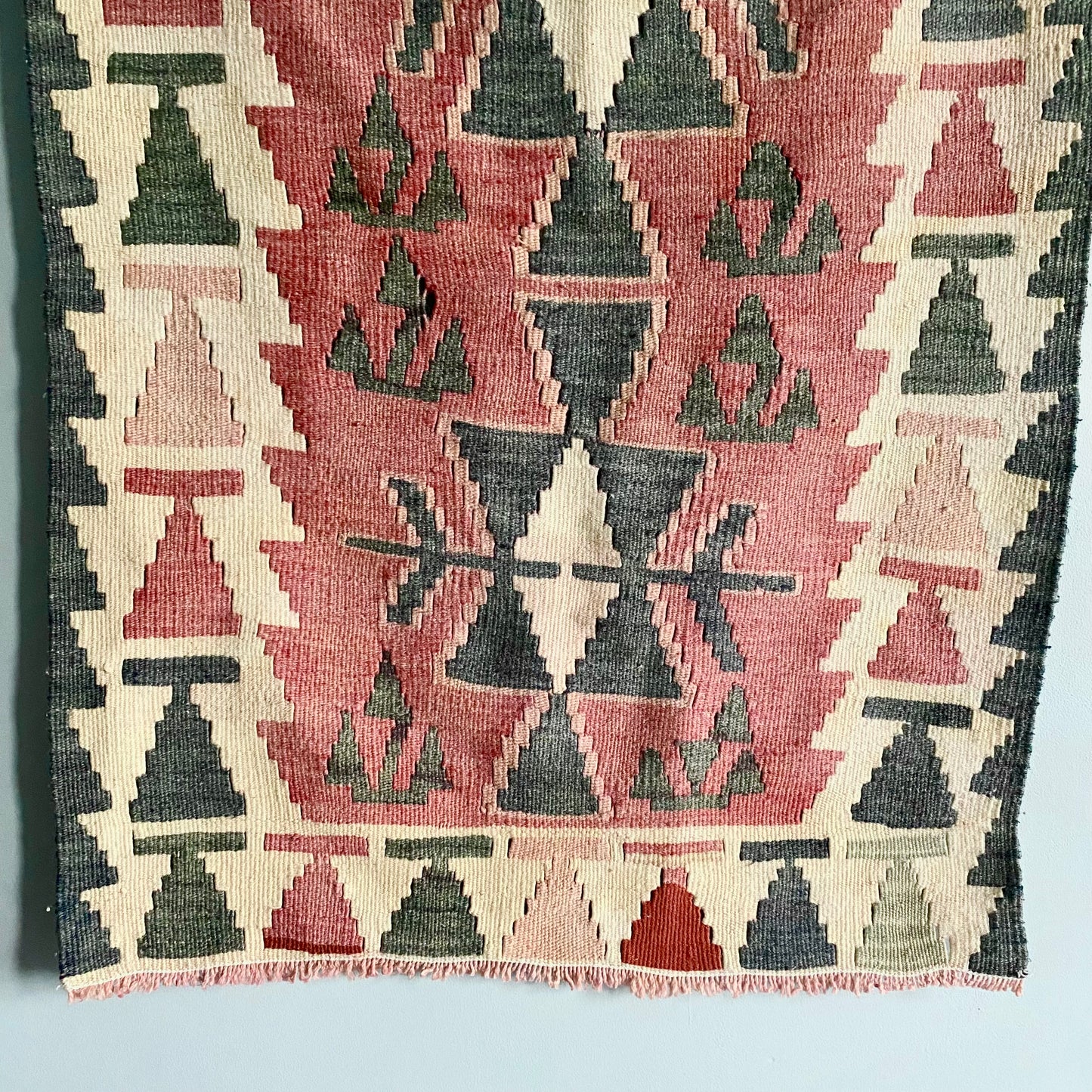 Vintage Distressed Turkish Kayseri Wall Hanging / Rug