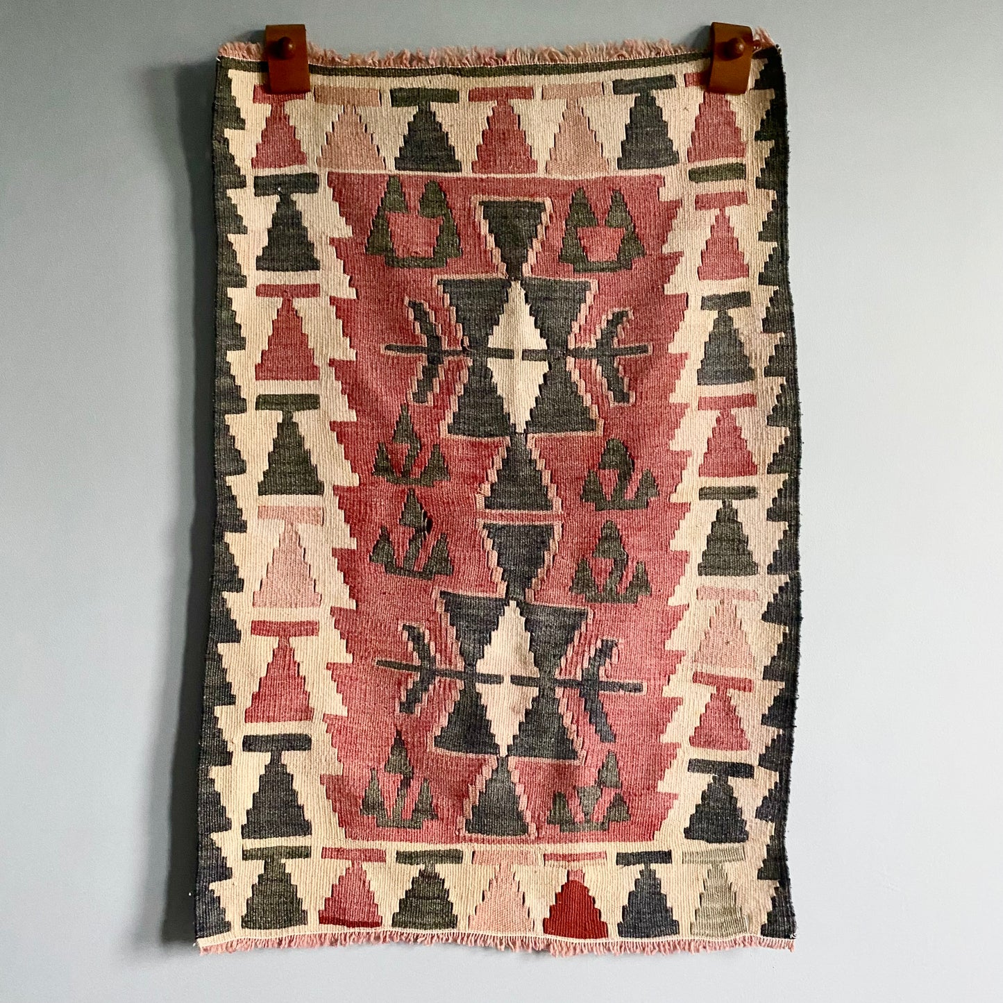 Vintage Distressed Turkish Kayseri Wall Hanging / Rug