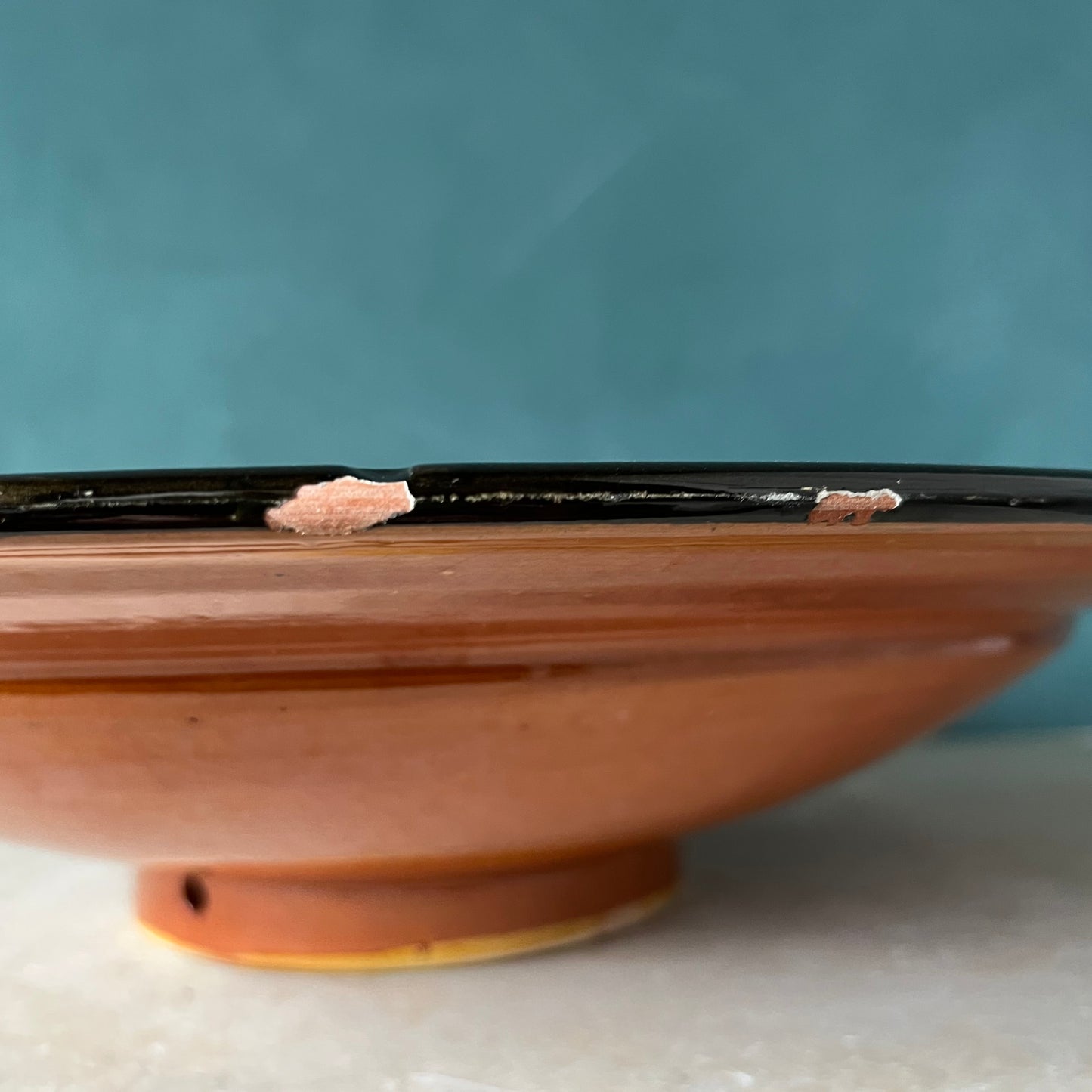 Vintage Moroccan Large Hand-Painted Yellow Ceramic Bowl