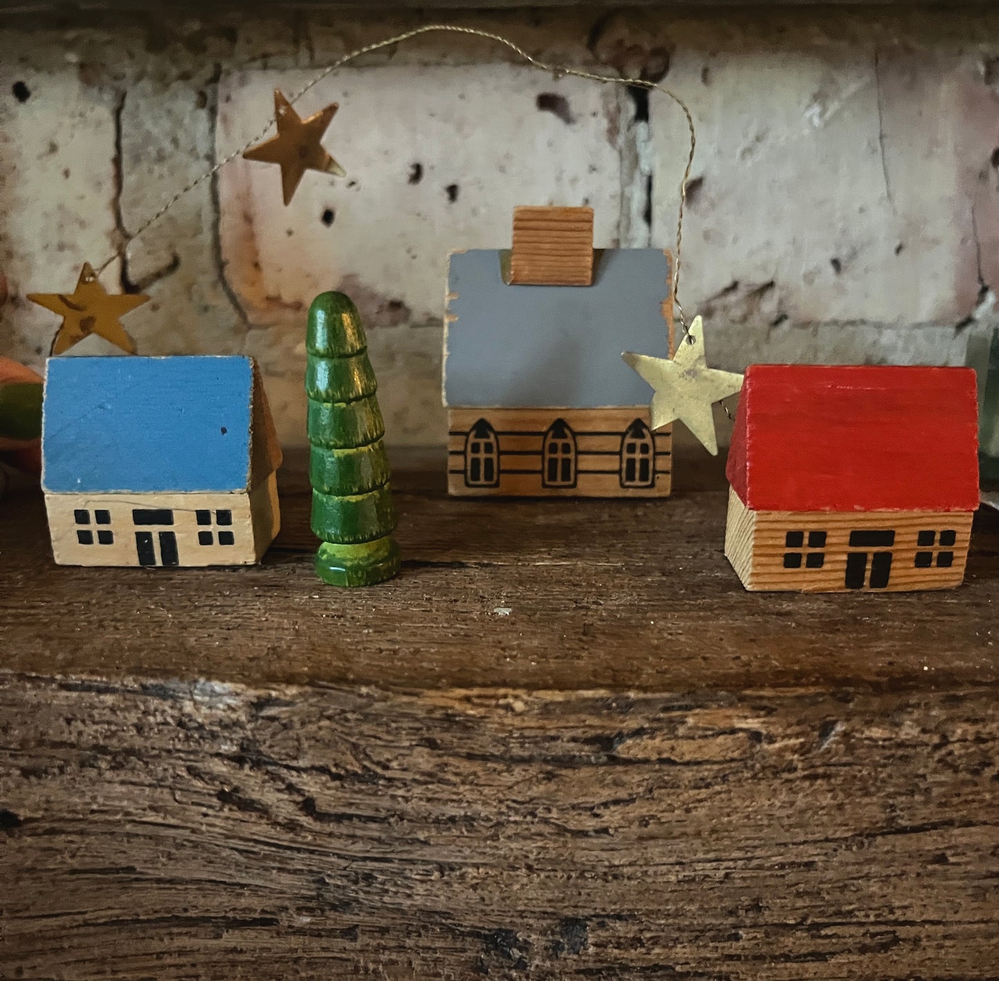 Vintage Folk Art Wooden Houses