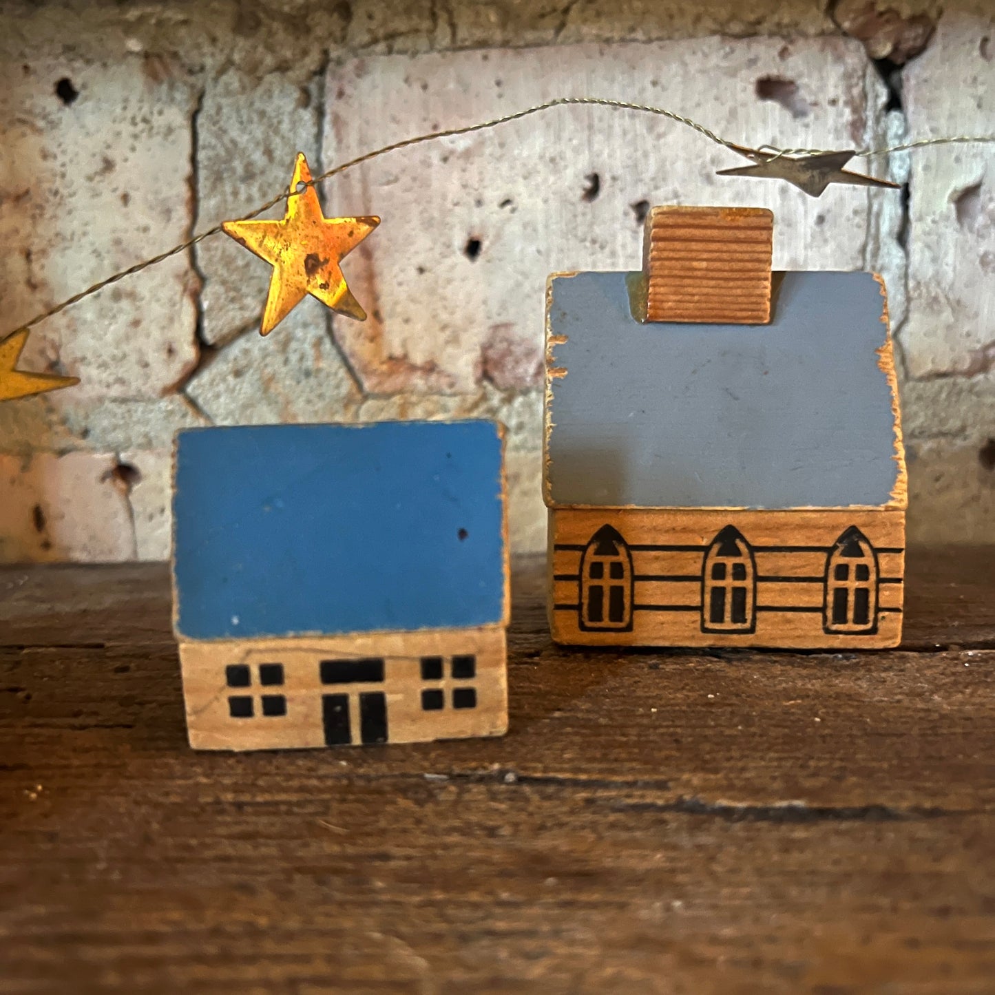 Vintage Folk Art Wooden Houses