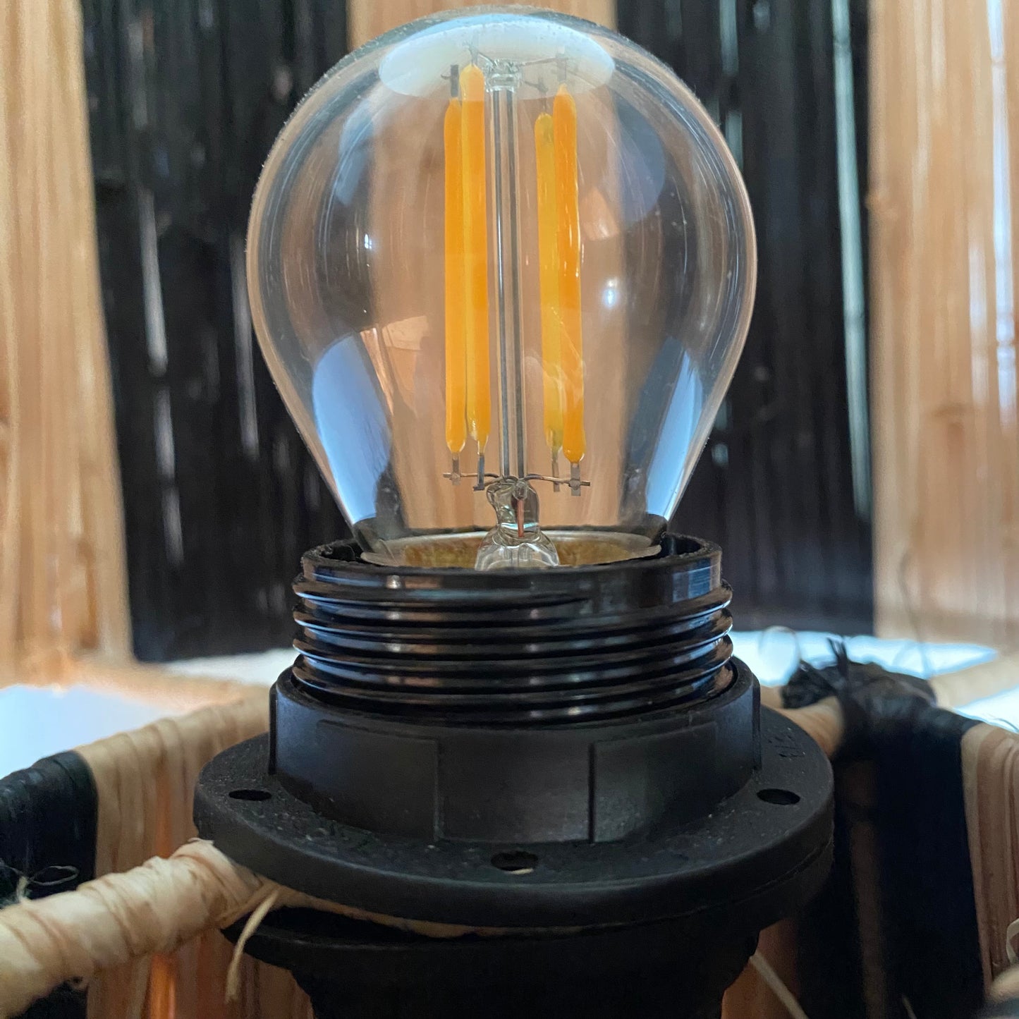 Striped Raffia Lamp