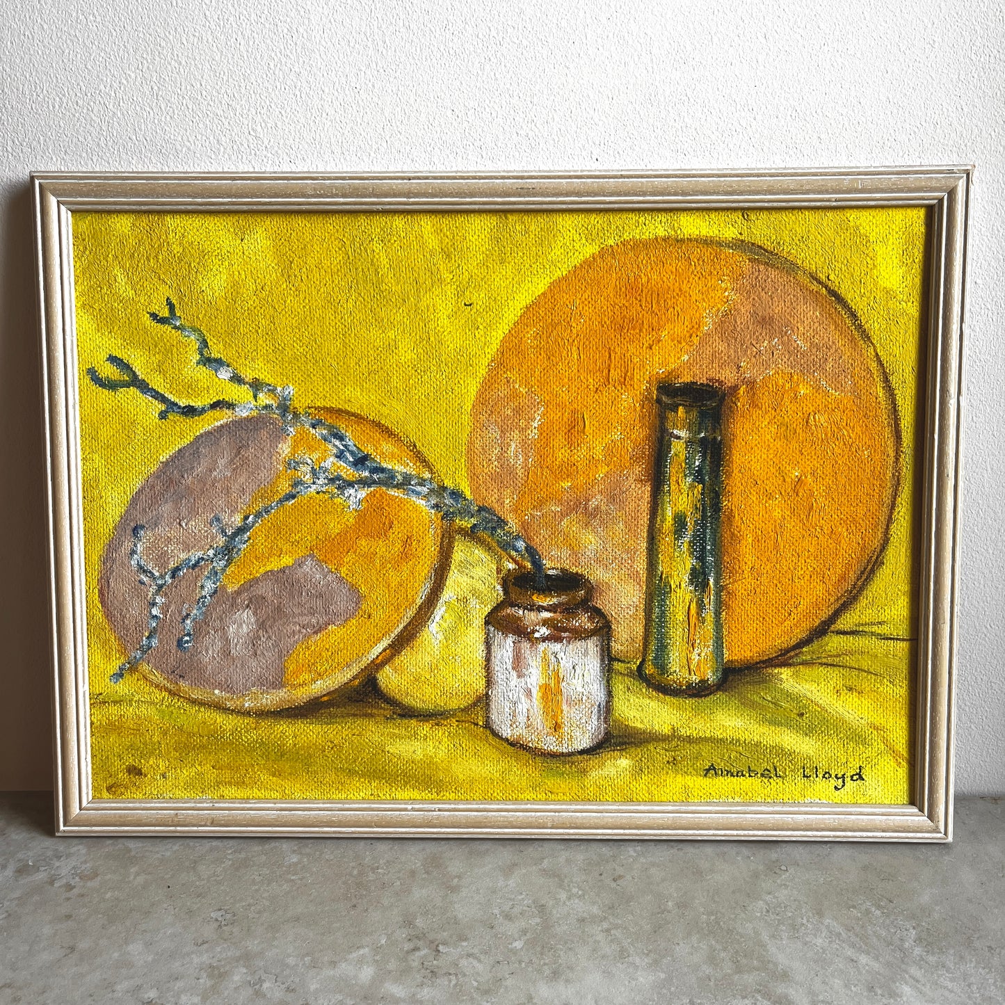 Vintage 1980s Original Still Life Oil Painting on Board