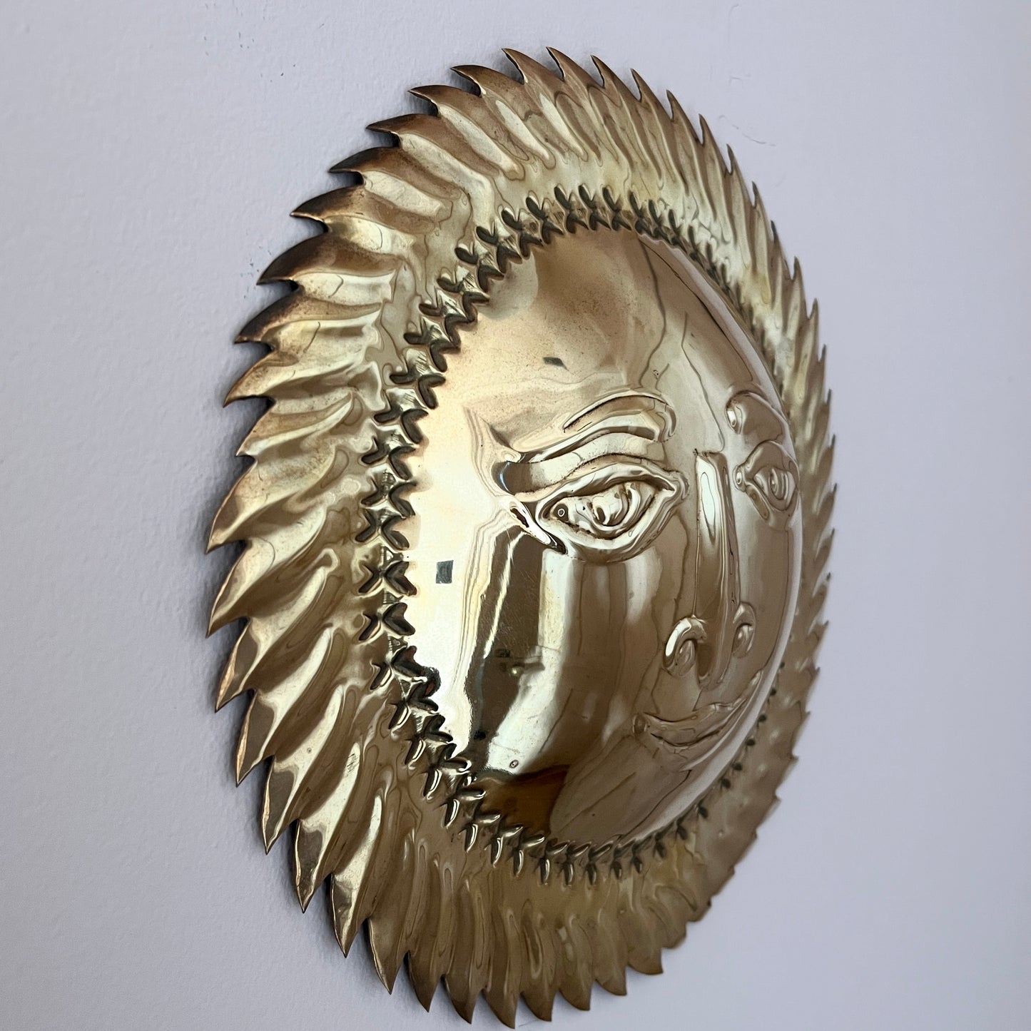 Vintage Brass Sunburst Wall Hanging