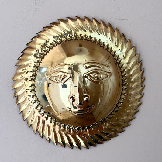 Vintage Brass Sunburst Wall Hanging