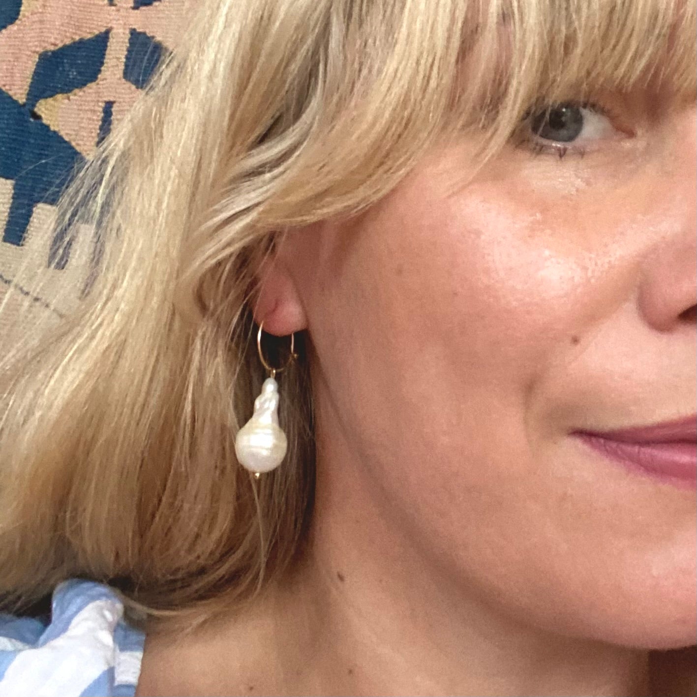 Large Freshwater Pearl Earrings