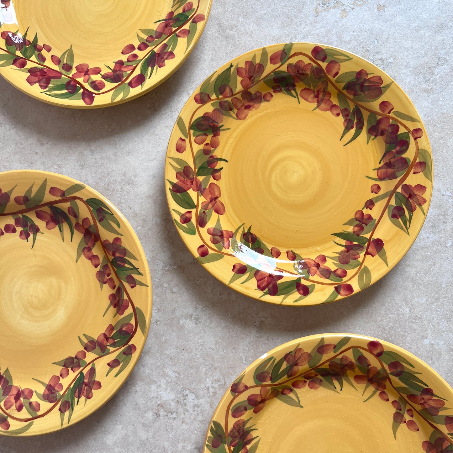 Vintage Hand-Painted Floral Plates