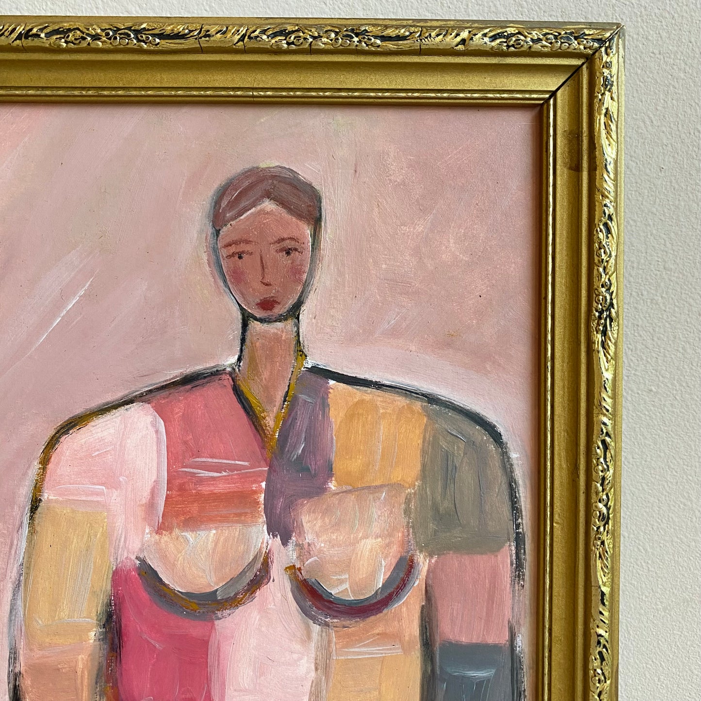 Original Mid-Century Style Figurative Oil Painting