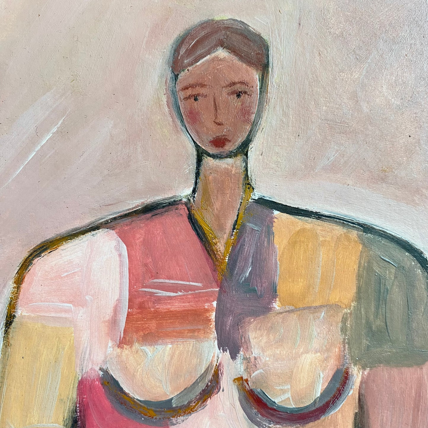 Original Mid-Century Style Figurative Oil Painting
