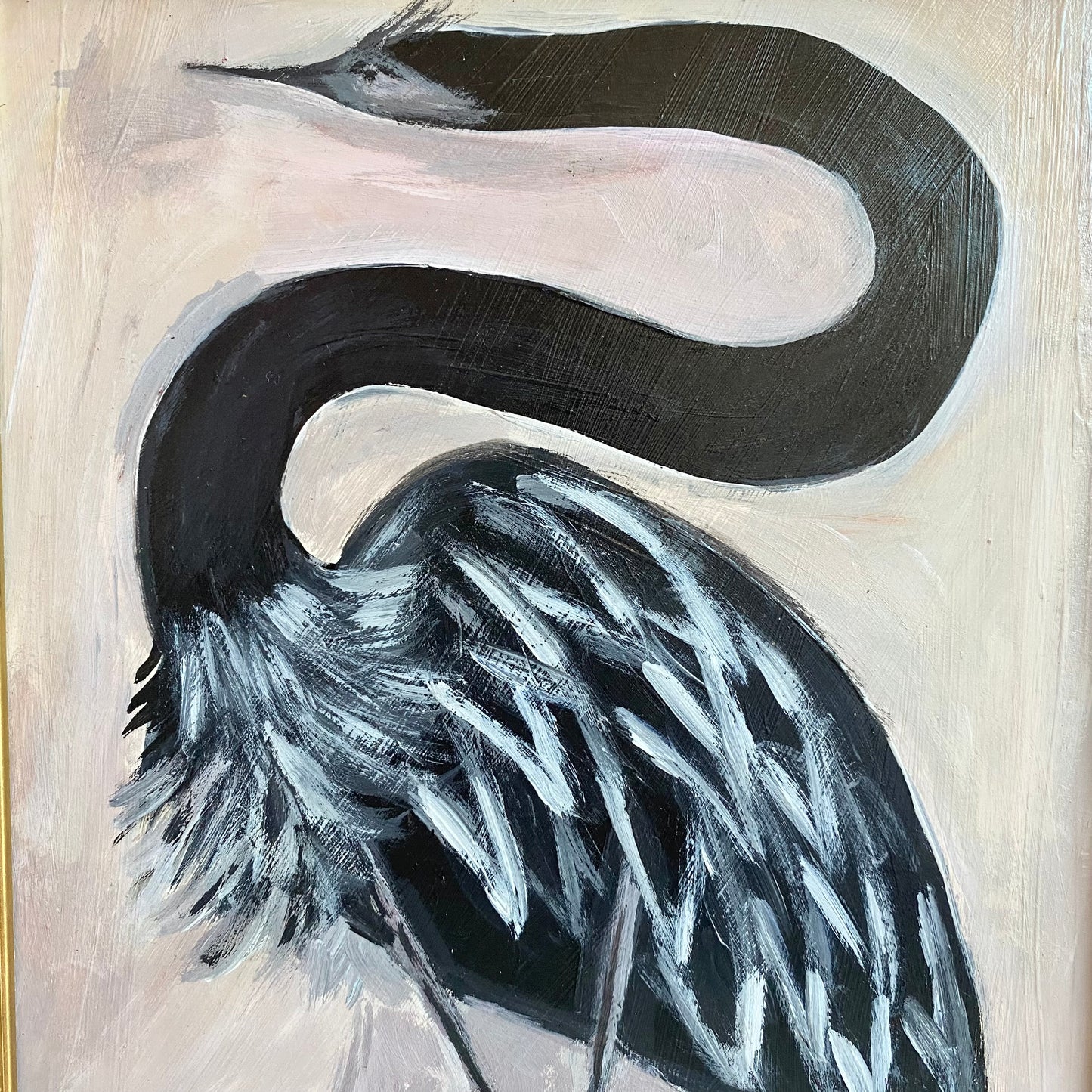 Original Modernist Style Bird Oil Painting