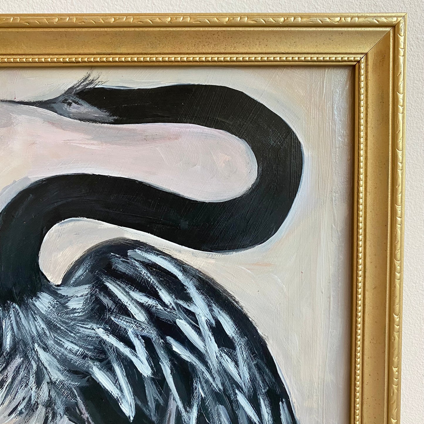 Original Modernist Style Bird Oil Painting