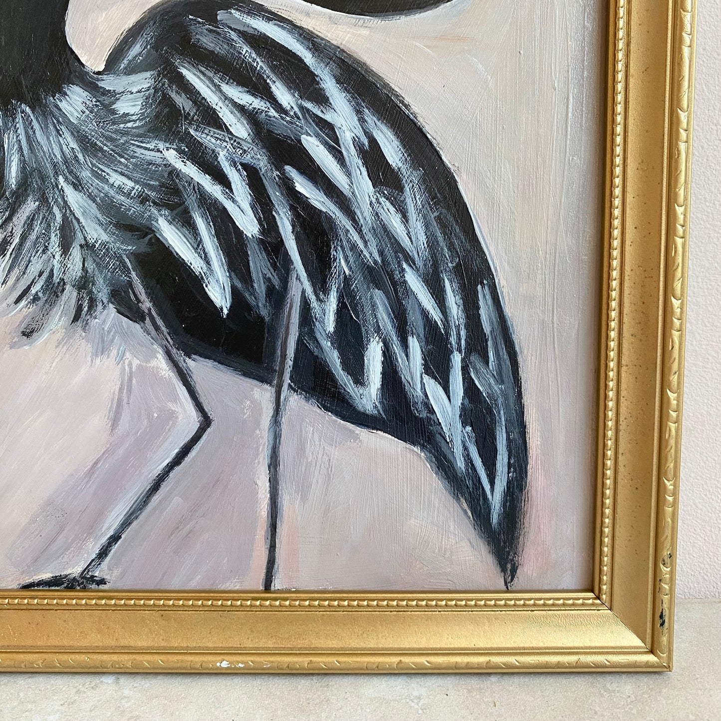 Original Modernist Style Bird Oil Painting