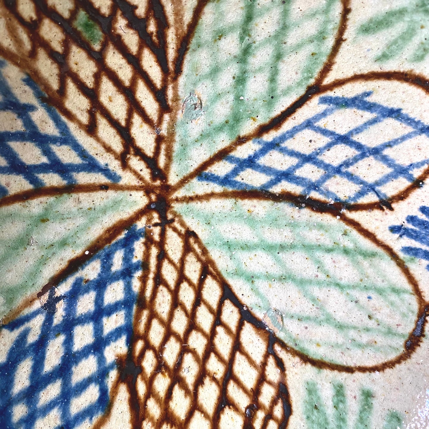 Antique Afghan Large Hand-Painted Earthenware Bowl