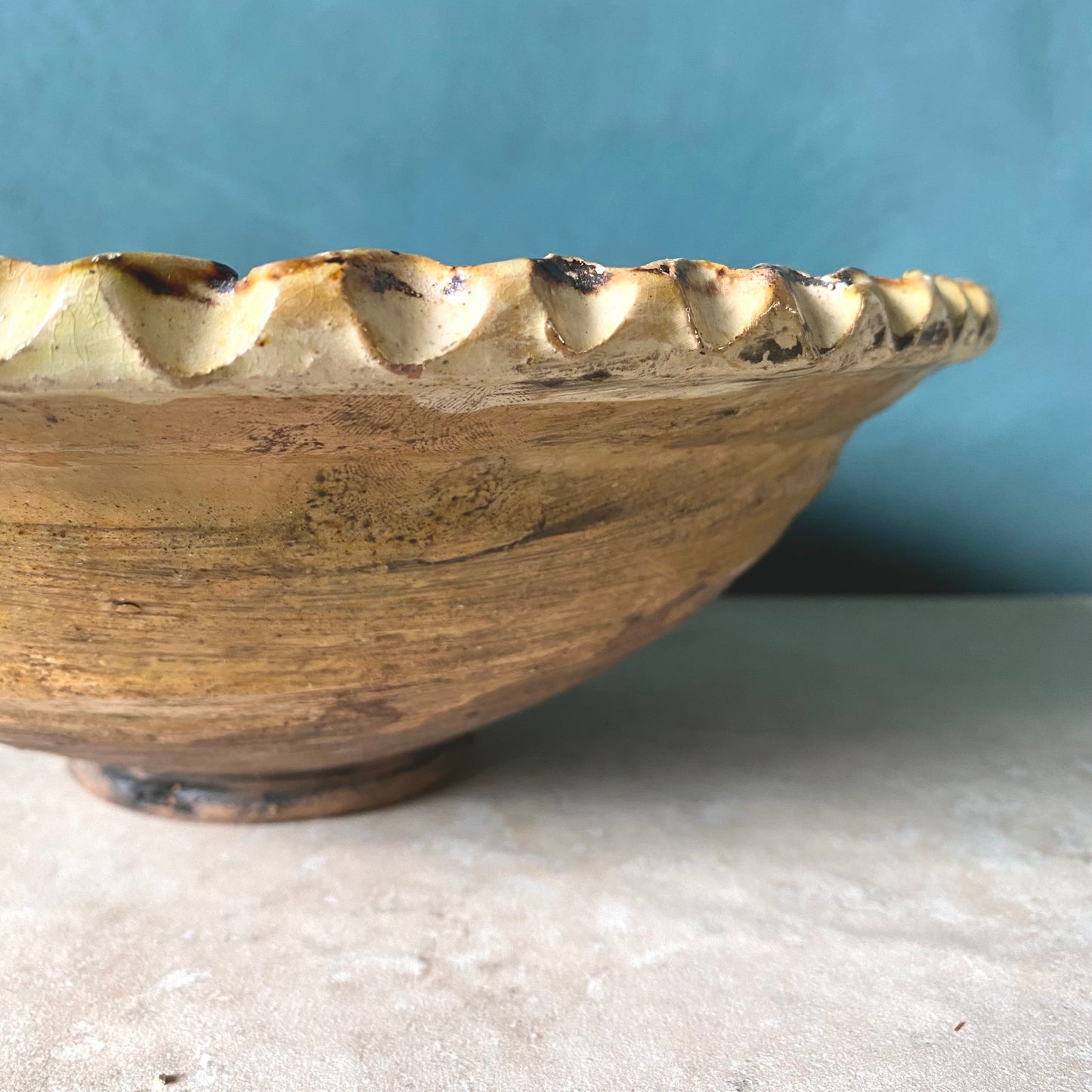 Antique Afghan Large Hand-Painted Earthenware Bowl