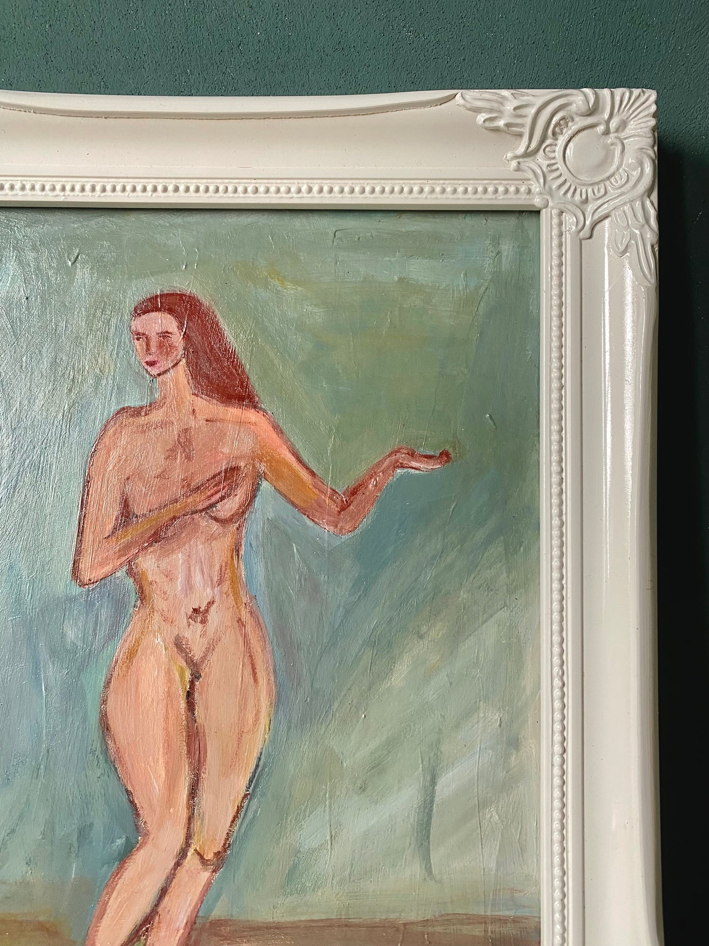 Original Mid-Century Style Abstract Nude Oil Painting