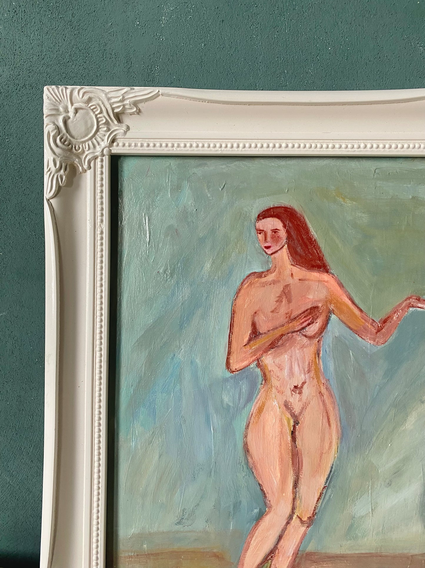 Original Mid-Century Style Abstract Nude Oil Painting