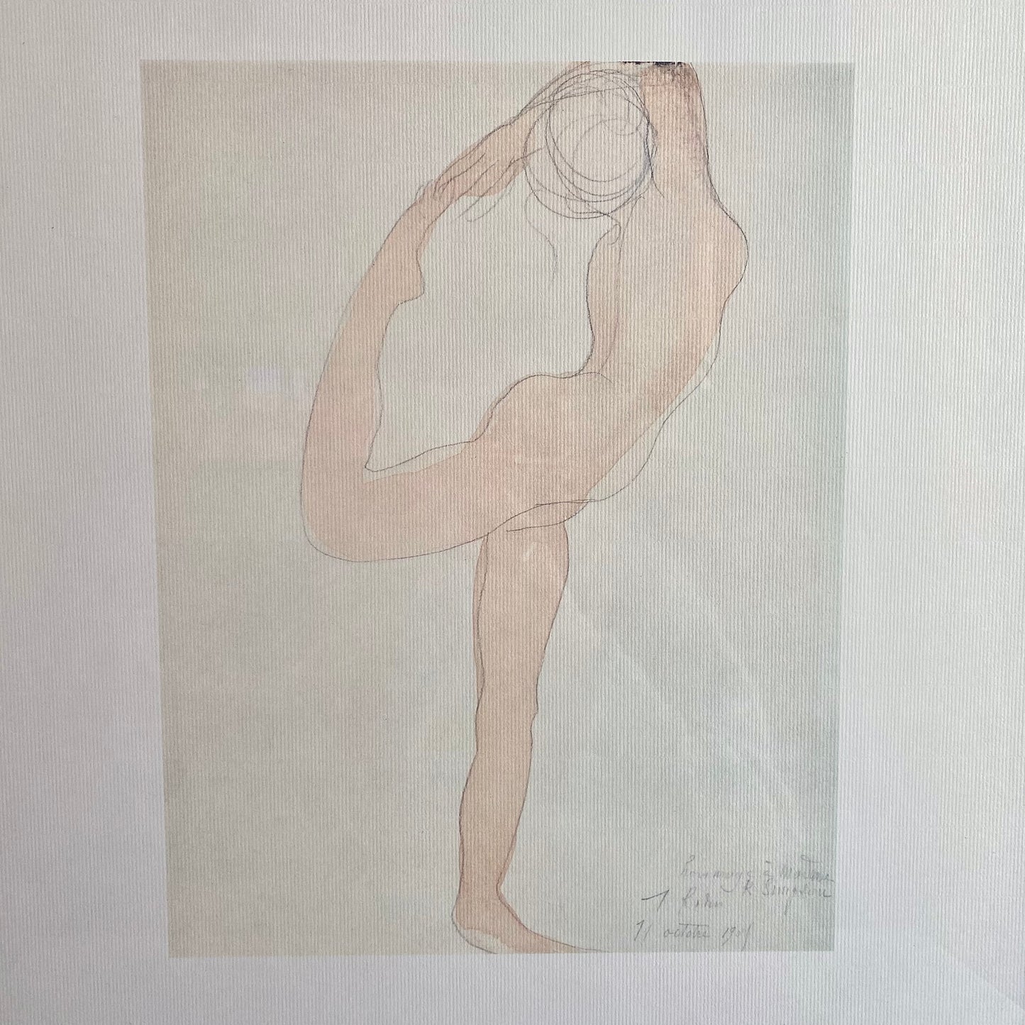 Auguste Rodin "Dancing Figure" Vintage Framed Lithograph