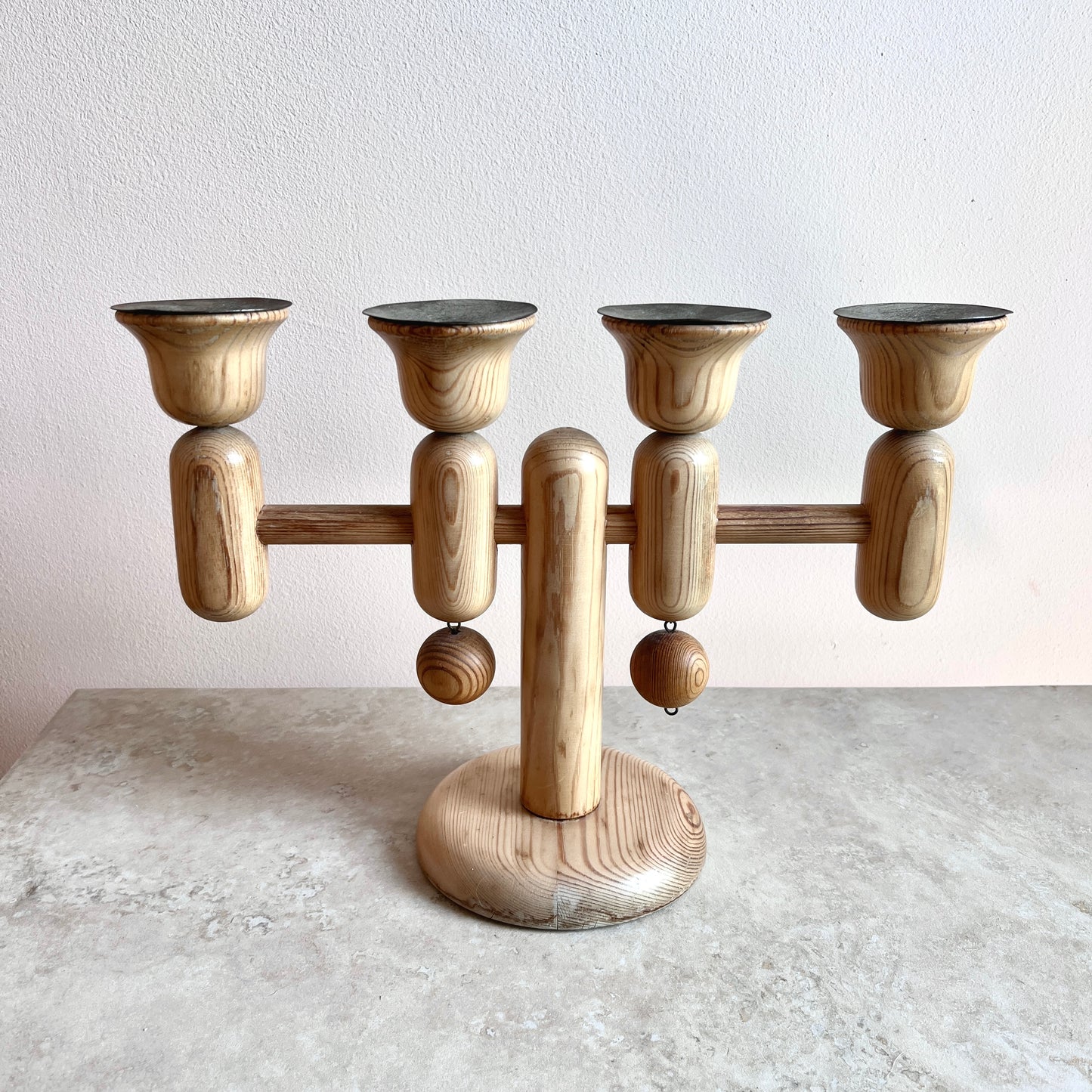 Mid-Century Aarikka Finland wooden candelabra