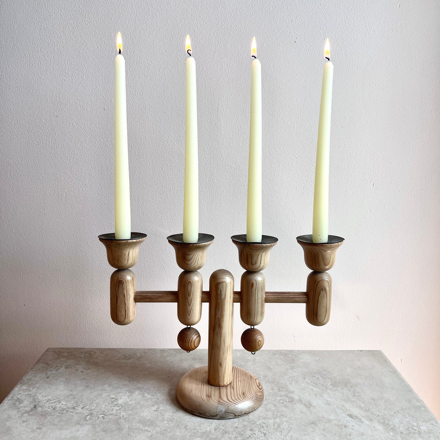 Mid-Century Aarikka Finland wooden candelabra