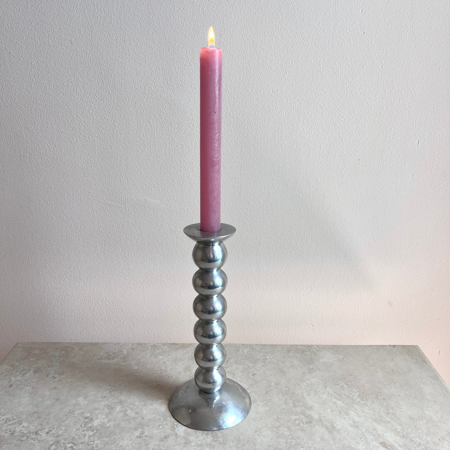 Vintage chrome bobbin candle holder