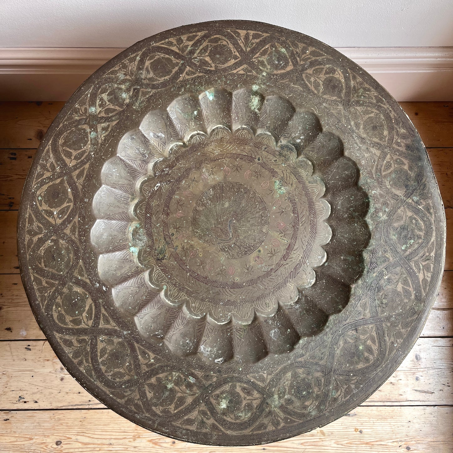 Antique Middle Eastern Brass Tray Table