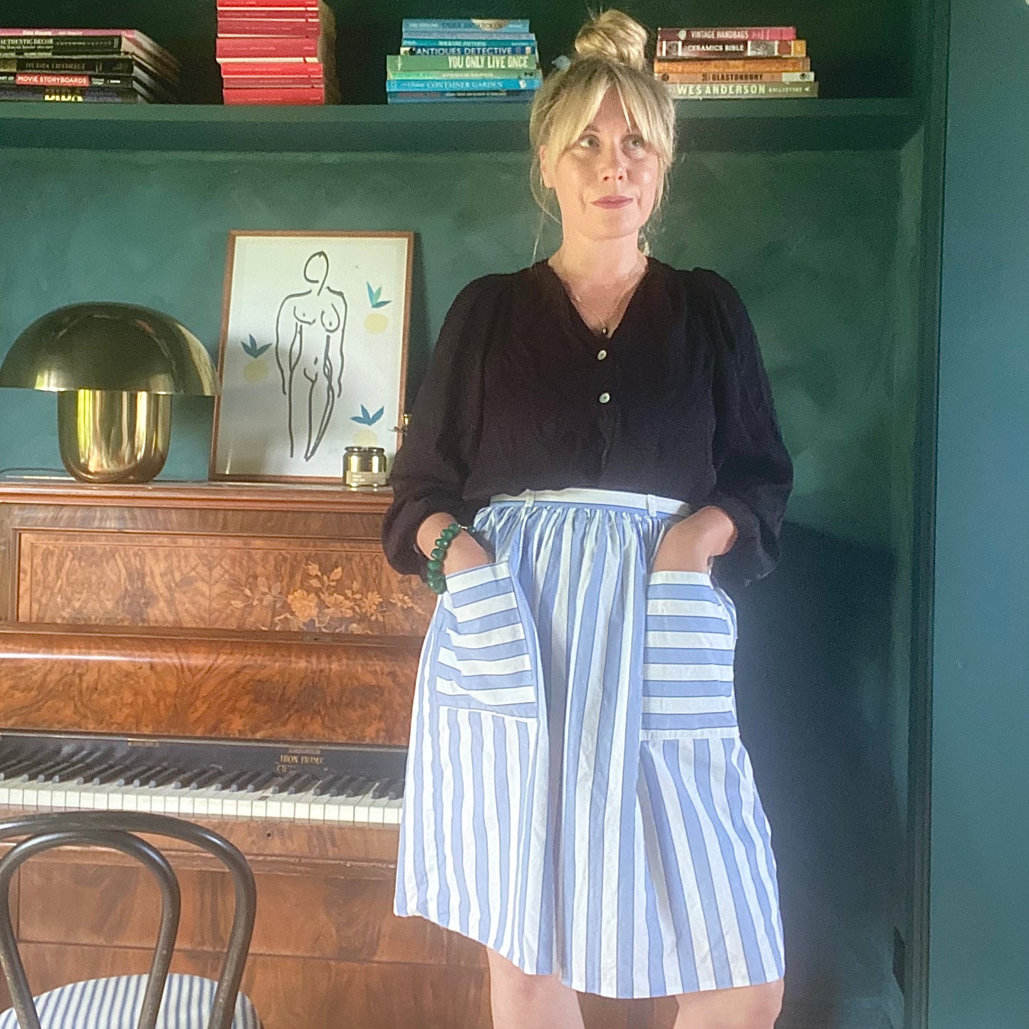 1980s Vintage Striped Skirt Size S