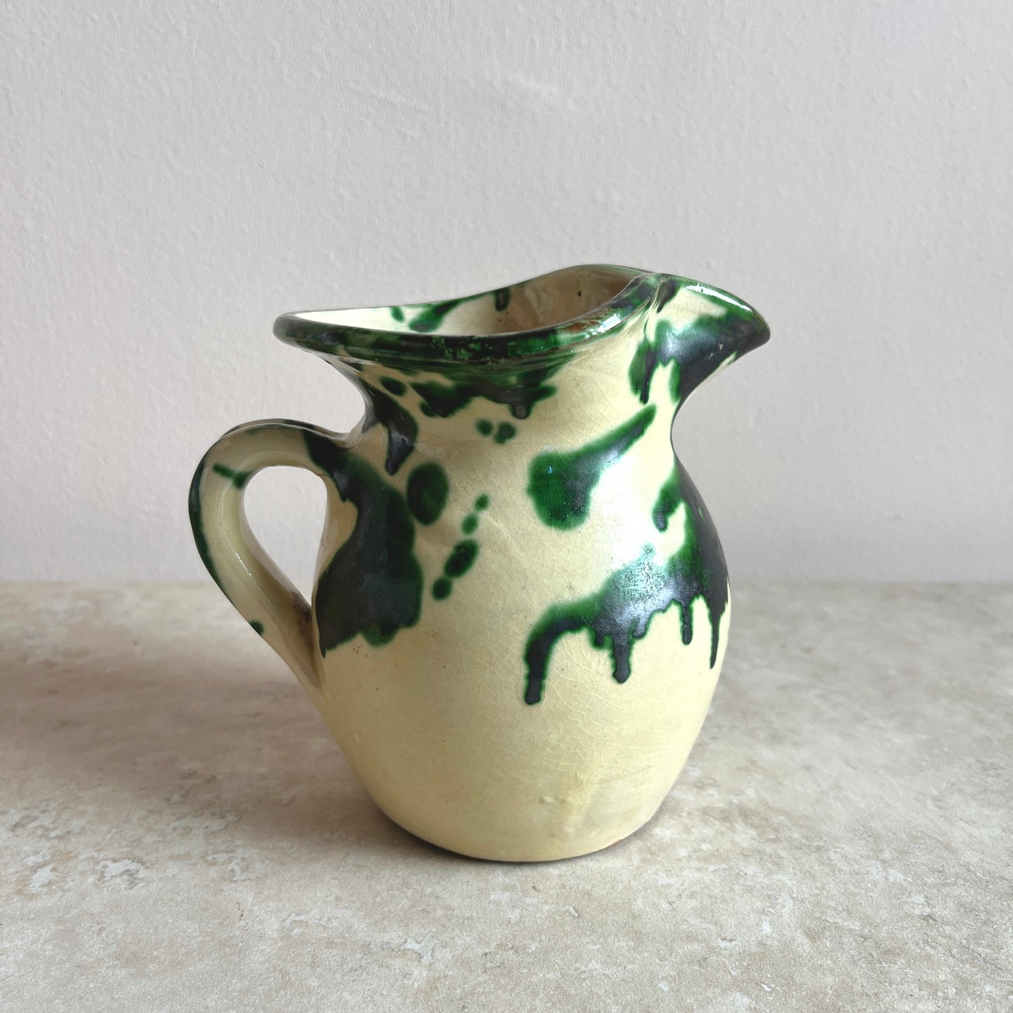 Vintage Green Speckled Terracotta Jug