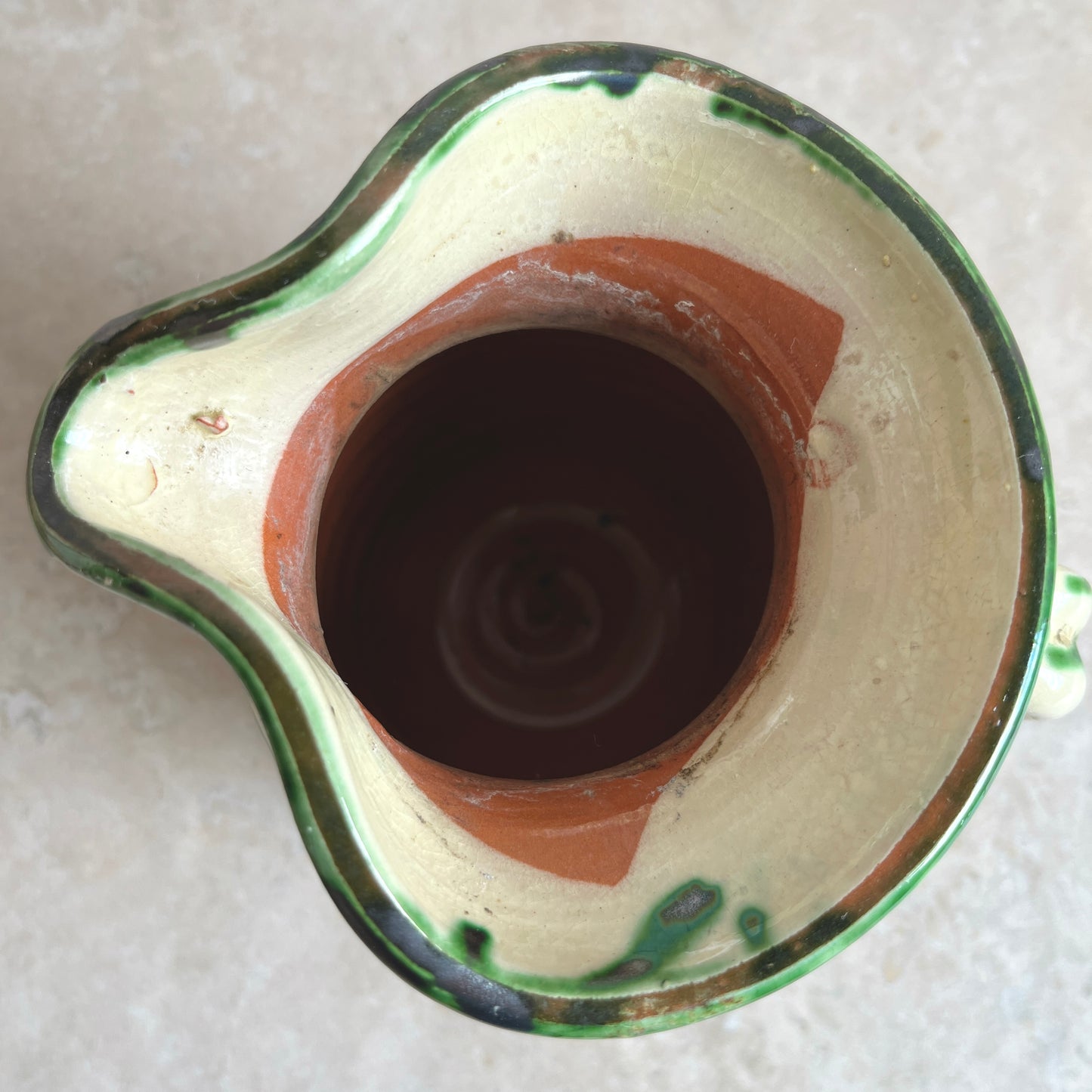 Vintage Green Speckled Terracotta Jug