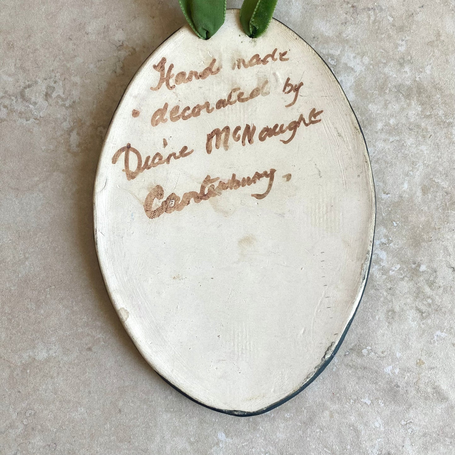 Handmade vintage floral ceramic wallhangings