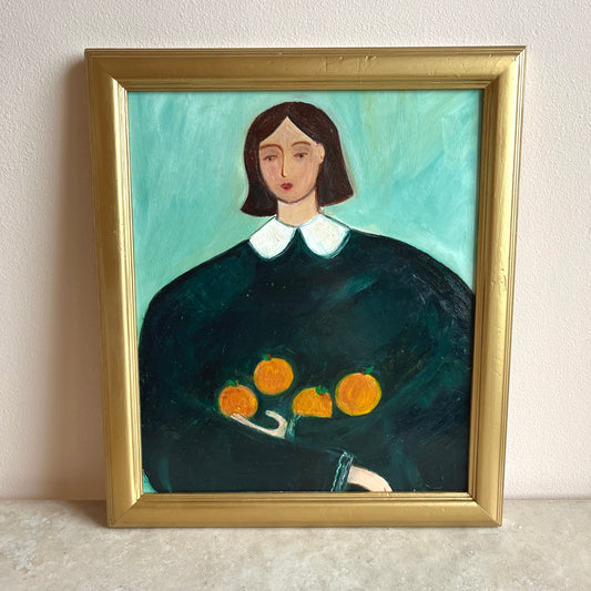 Original Mid-Century Style Figurative Oil Painting
