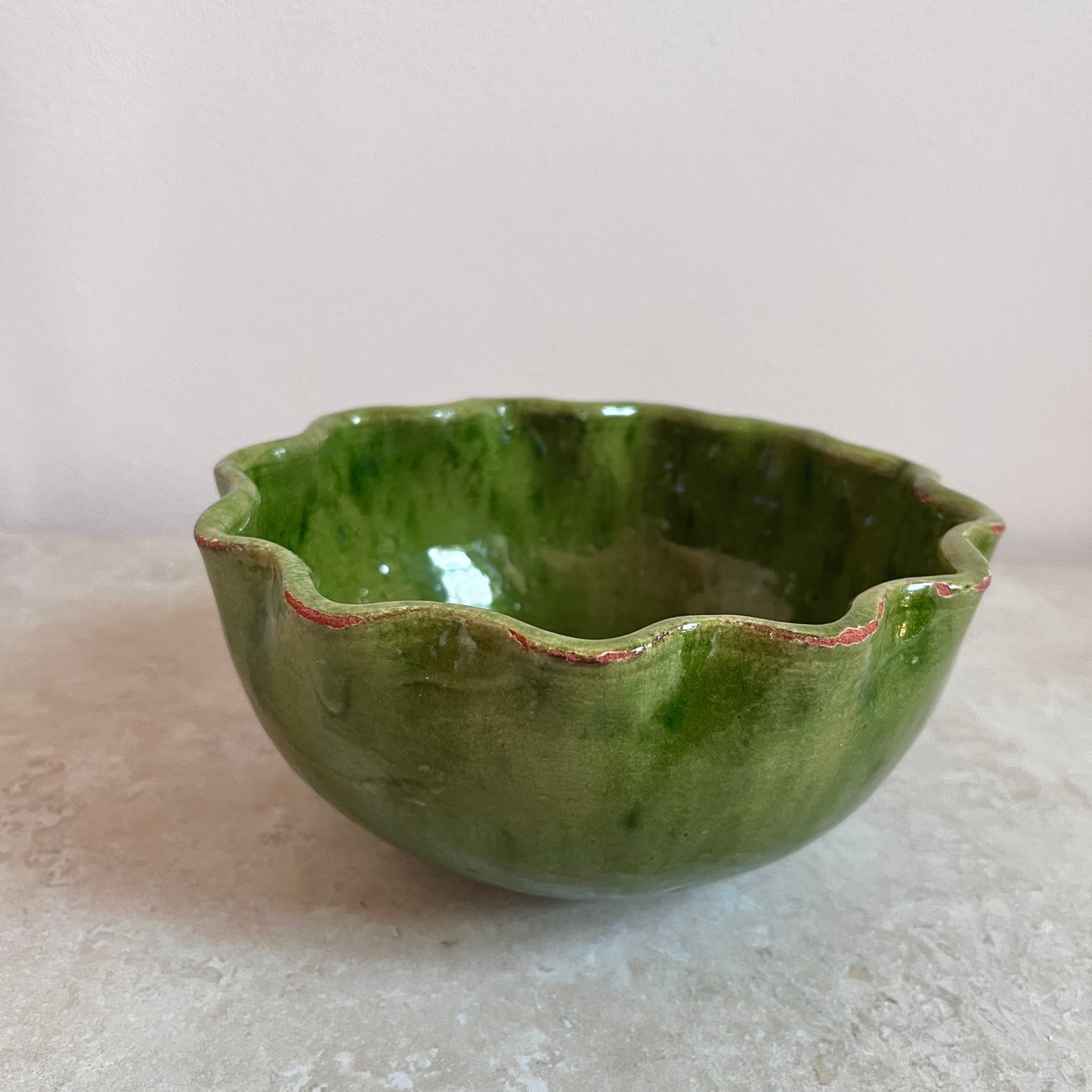 Vintage Moroccan scalloped edge hand-made bowl