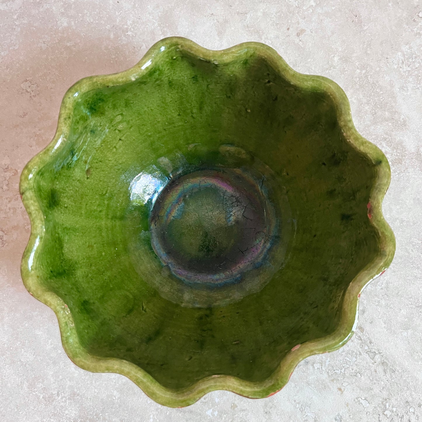 Vintage Moroccan scalloped edge hand-made bowl