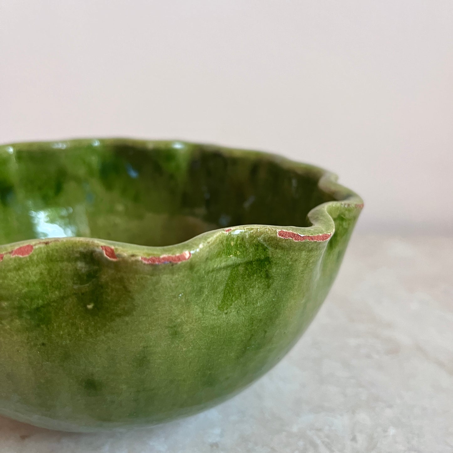 Vintage Moroccan scalloped edge hand-made bowl