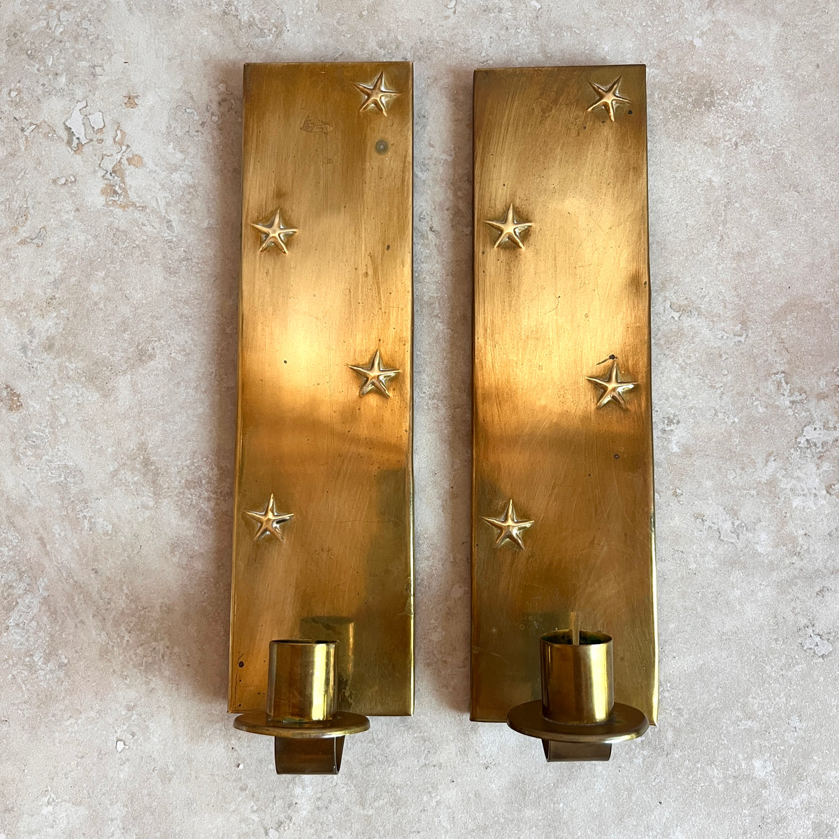 Set of Two Vintage Swedish Mid-Century Brass Wall Sconces
