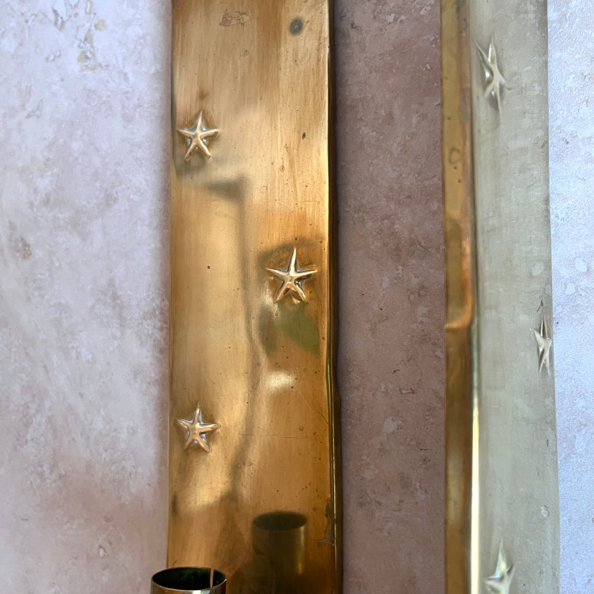 Set of Two Vintage Swedish Mid-Century Brass Wall Sconces