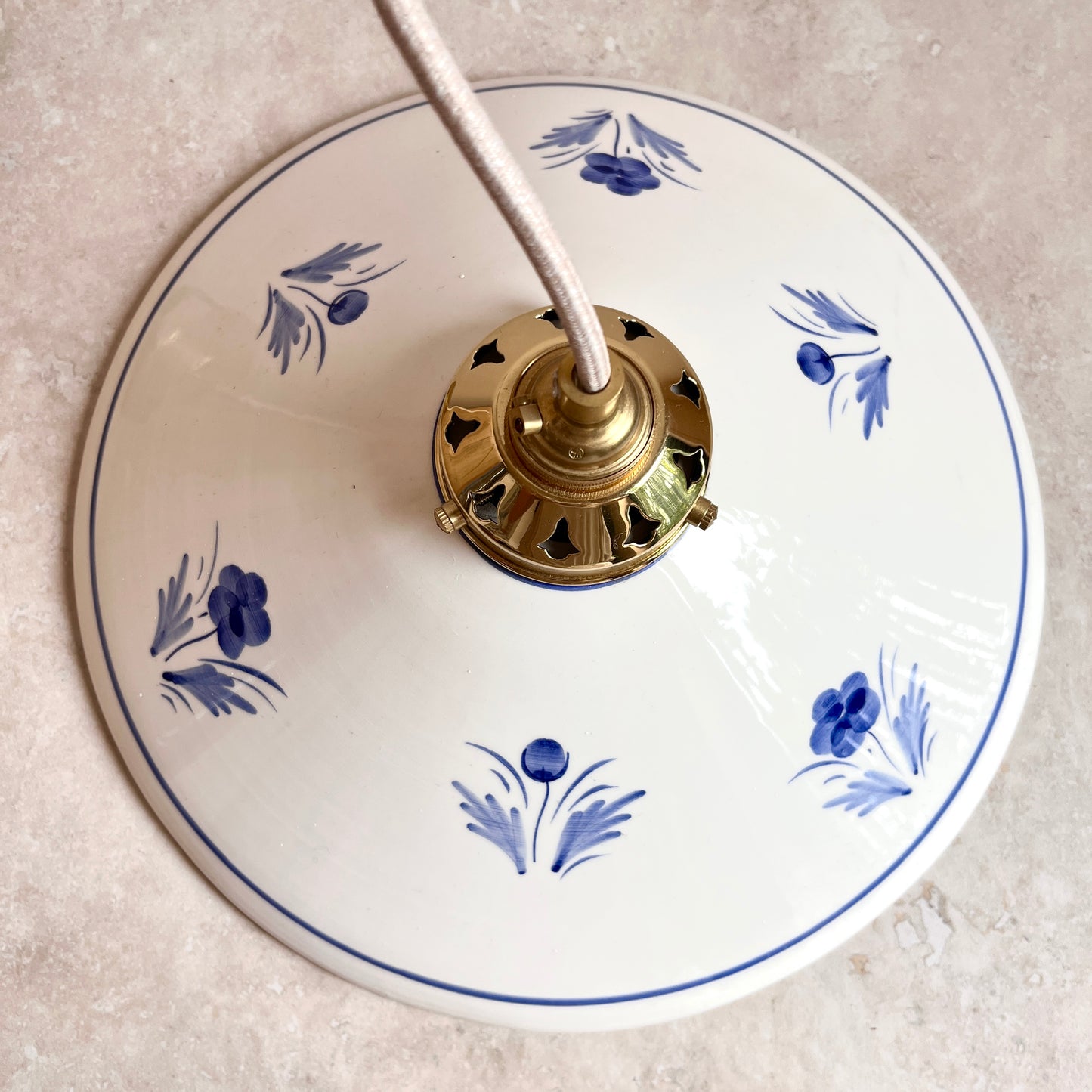 Vintage Hand-Painted Delft-inspired Ceramic Pendant Lights