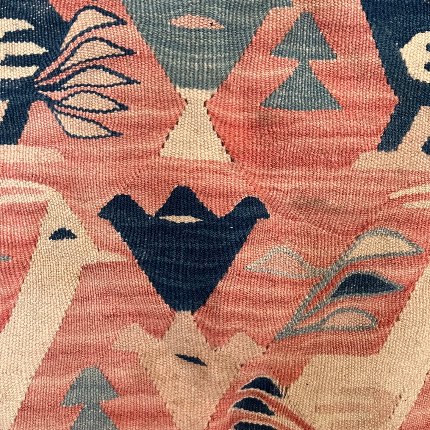 Vintage Handmade Bird Patterned Wool Kayseri Kilim Wall Hanging / Rug